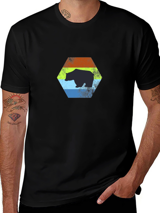 Retro Bear Graphic T-Shirt - Black