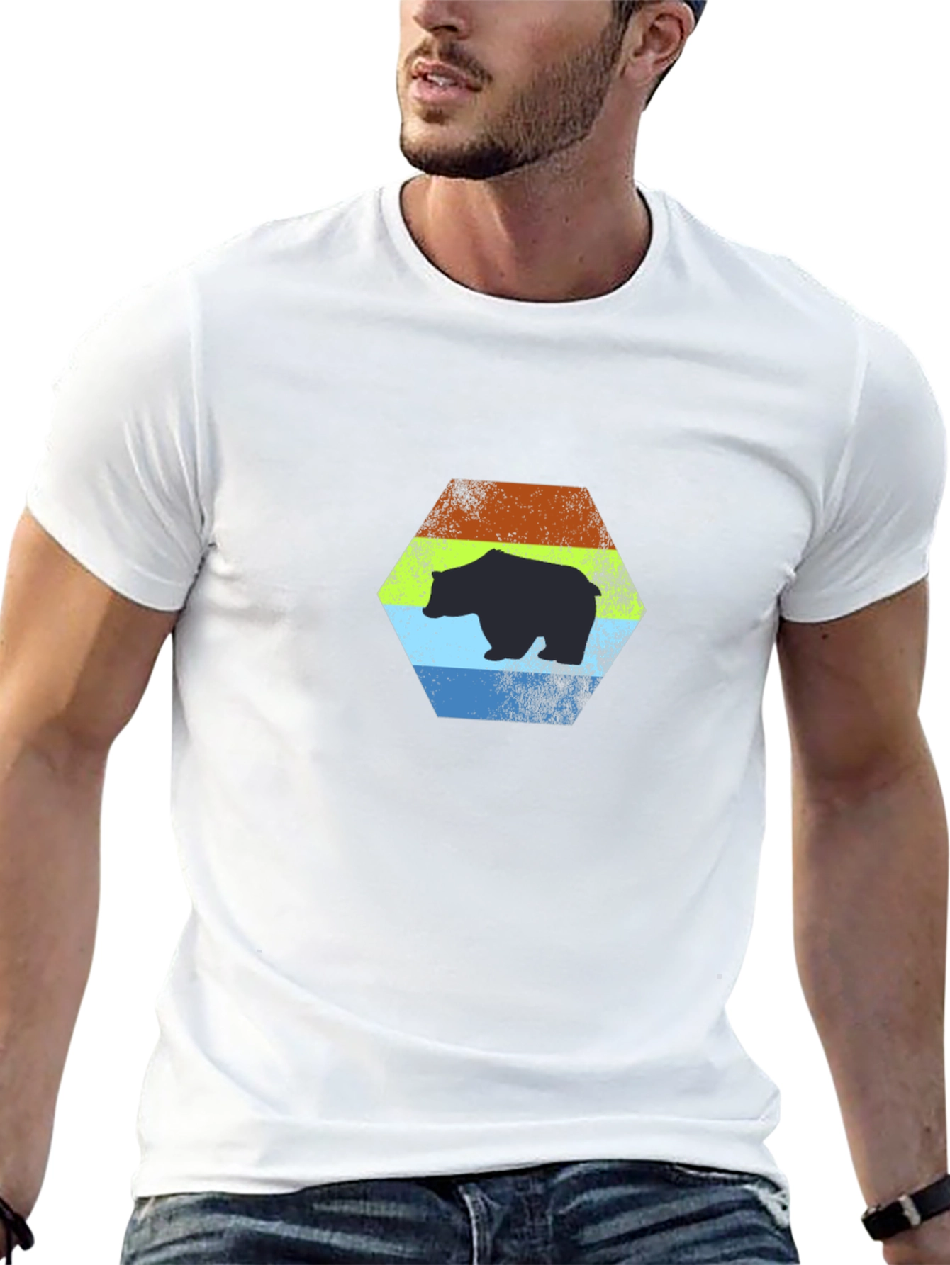 Retro Bear Graphic T-Shirt - Black