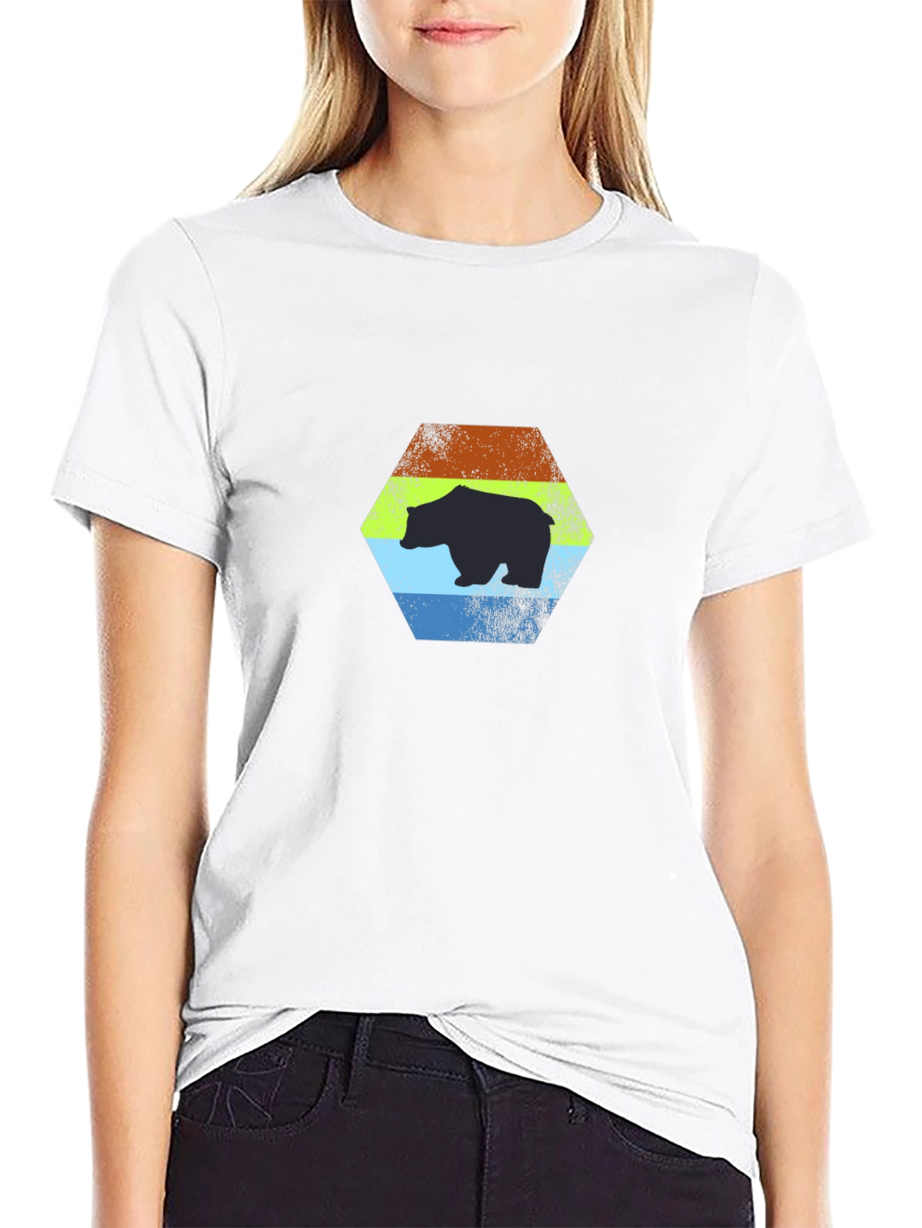 Retro Bear Graphic T-Shirt - Black