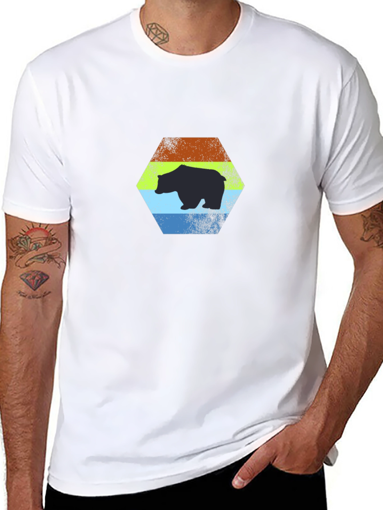 Retro Bear Graphic T-Shirt - Black