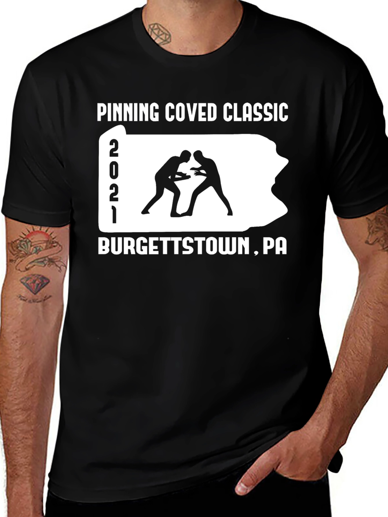 Pinning Coved Classic Wrestling T-Shirt