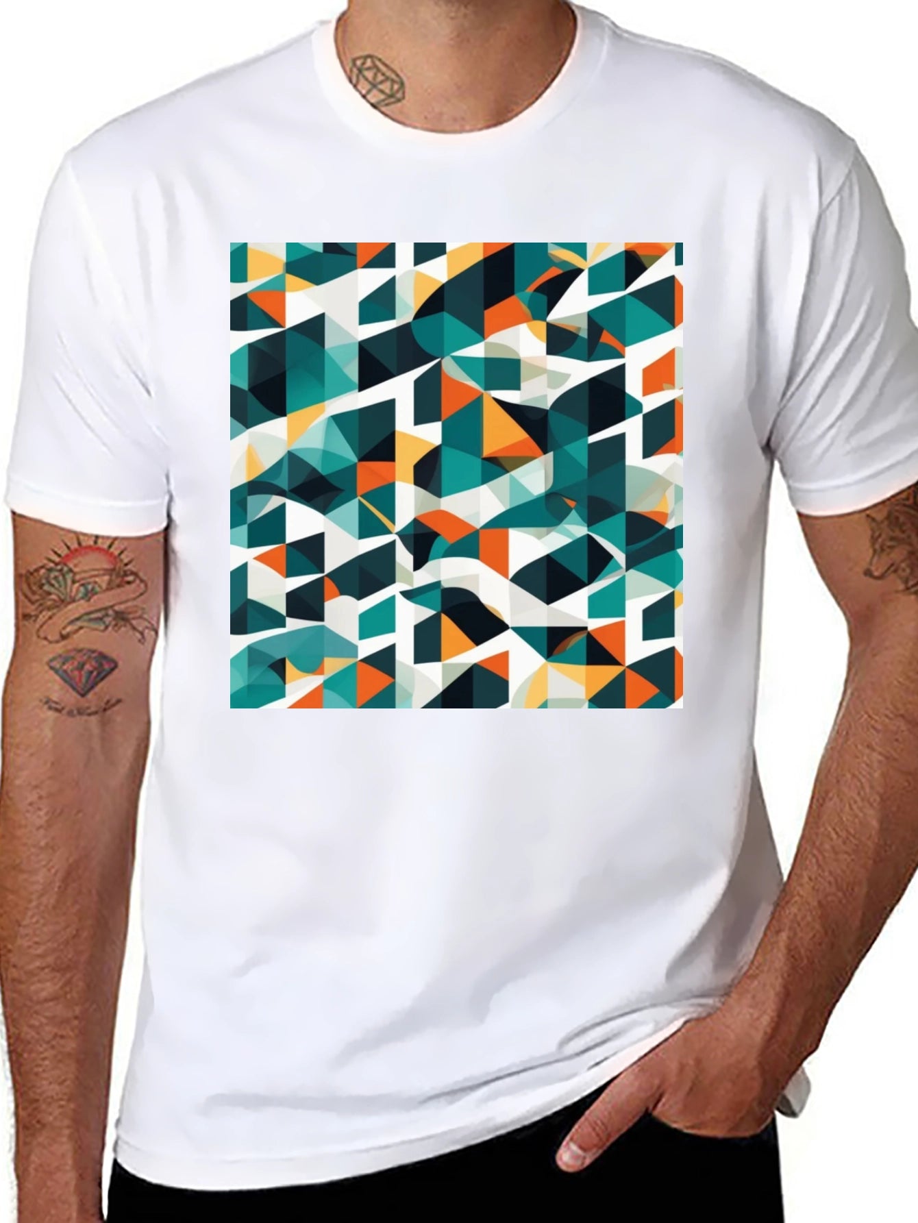 Abstract Geometric Triangle Print Mens T-Shirt