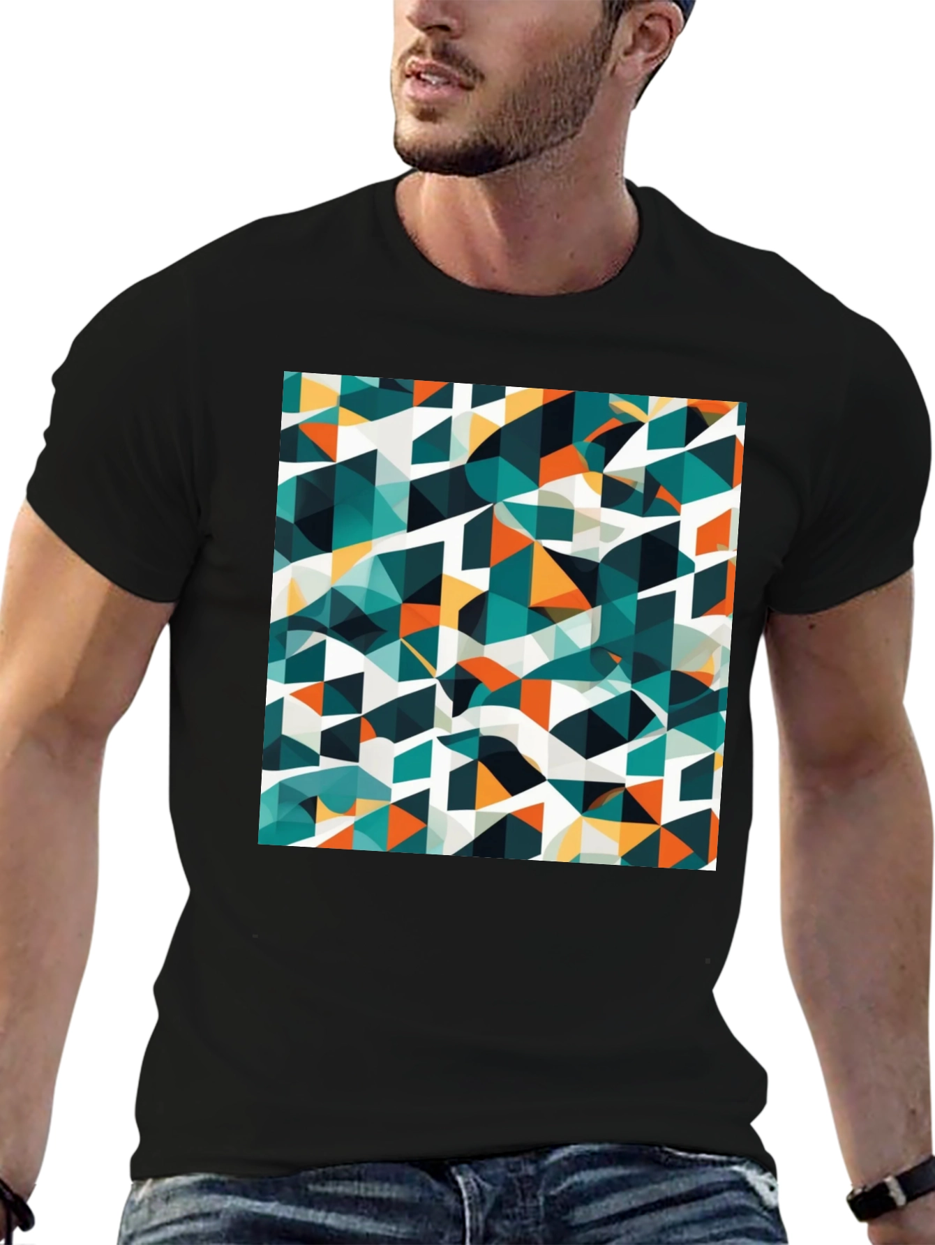 Abstract Geometric Triangle Print Mens T-Shirt