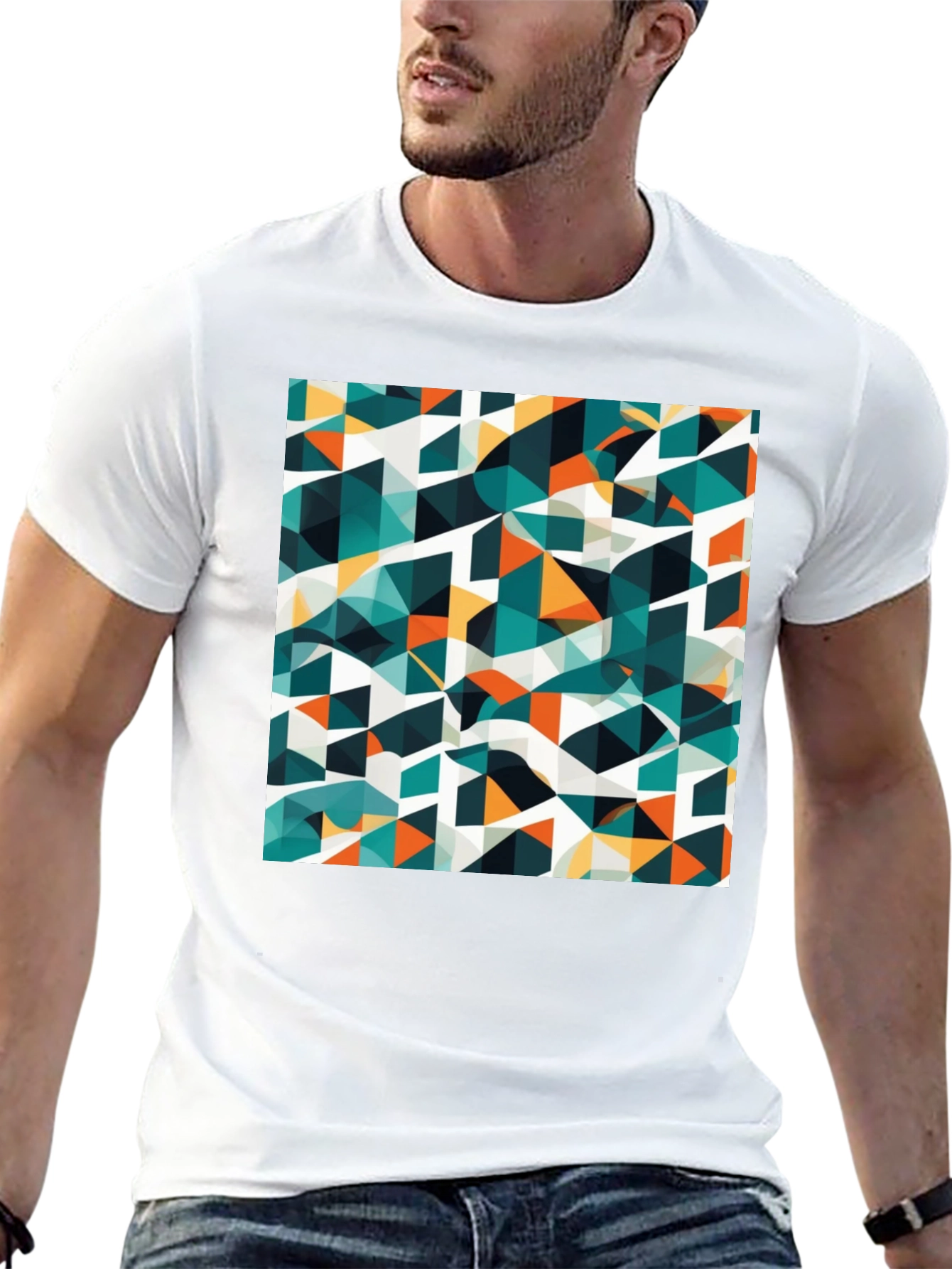 Abstract Geometric Triangle Print Mens T-Shirt