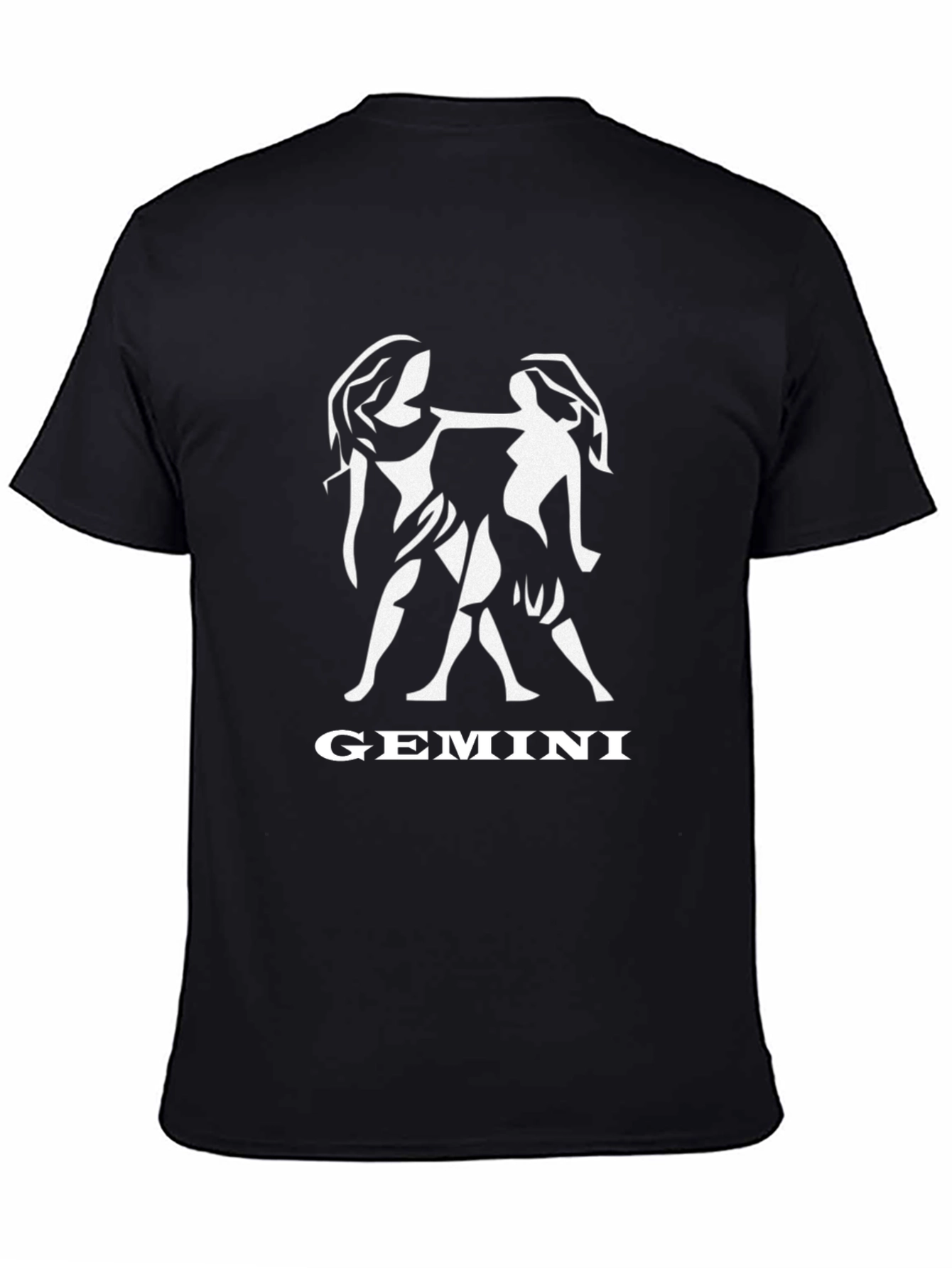 Gemini Zodiac Graphic Print Black T-Shirt