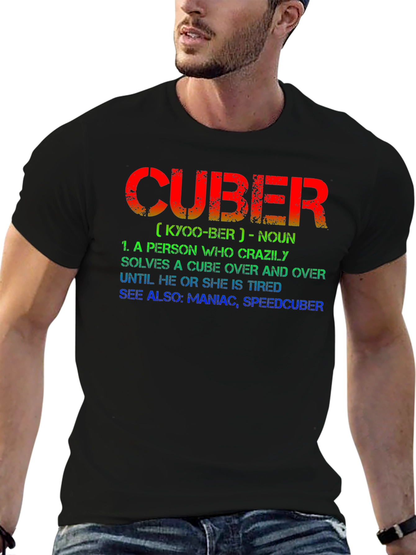 CUBER Definition Black T-Shirt - For Puzzle Lovers