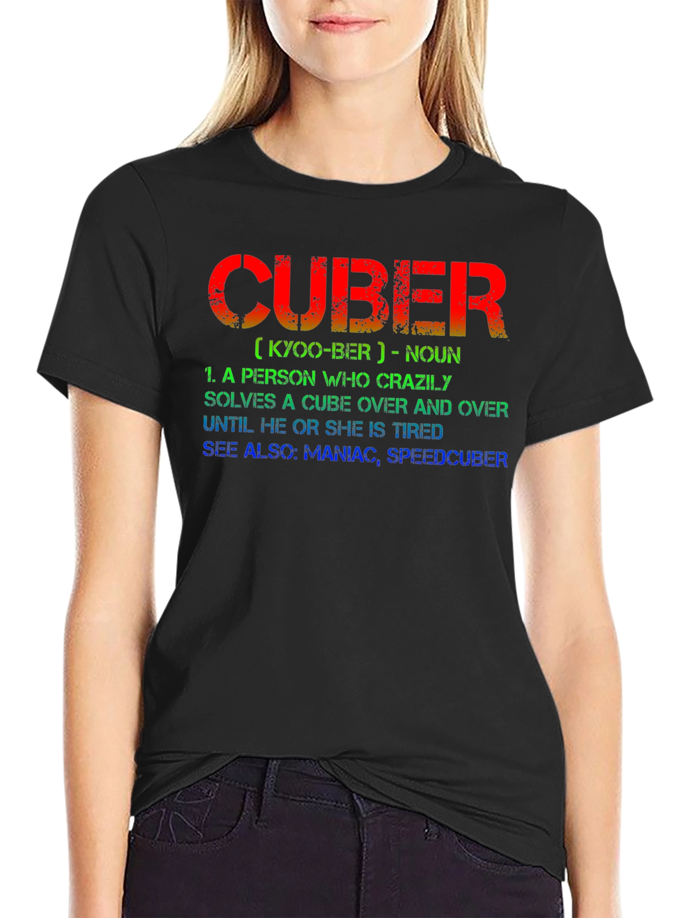 CUBER Definition Black T-Shirt - For Puzzle Lovers