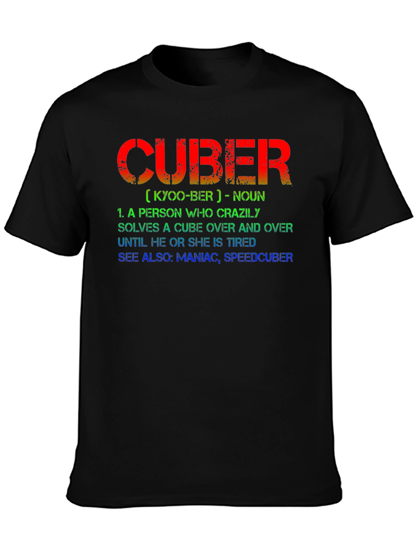 CUBER Definition Black T-Shirt - For Puzzle Lovers