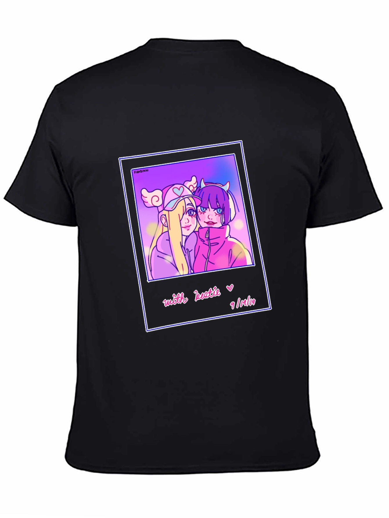 Anime Style Graphic Print Tee - Black