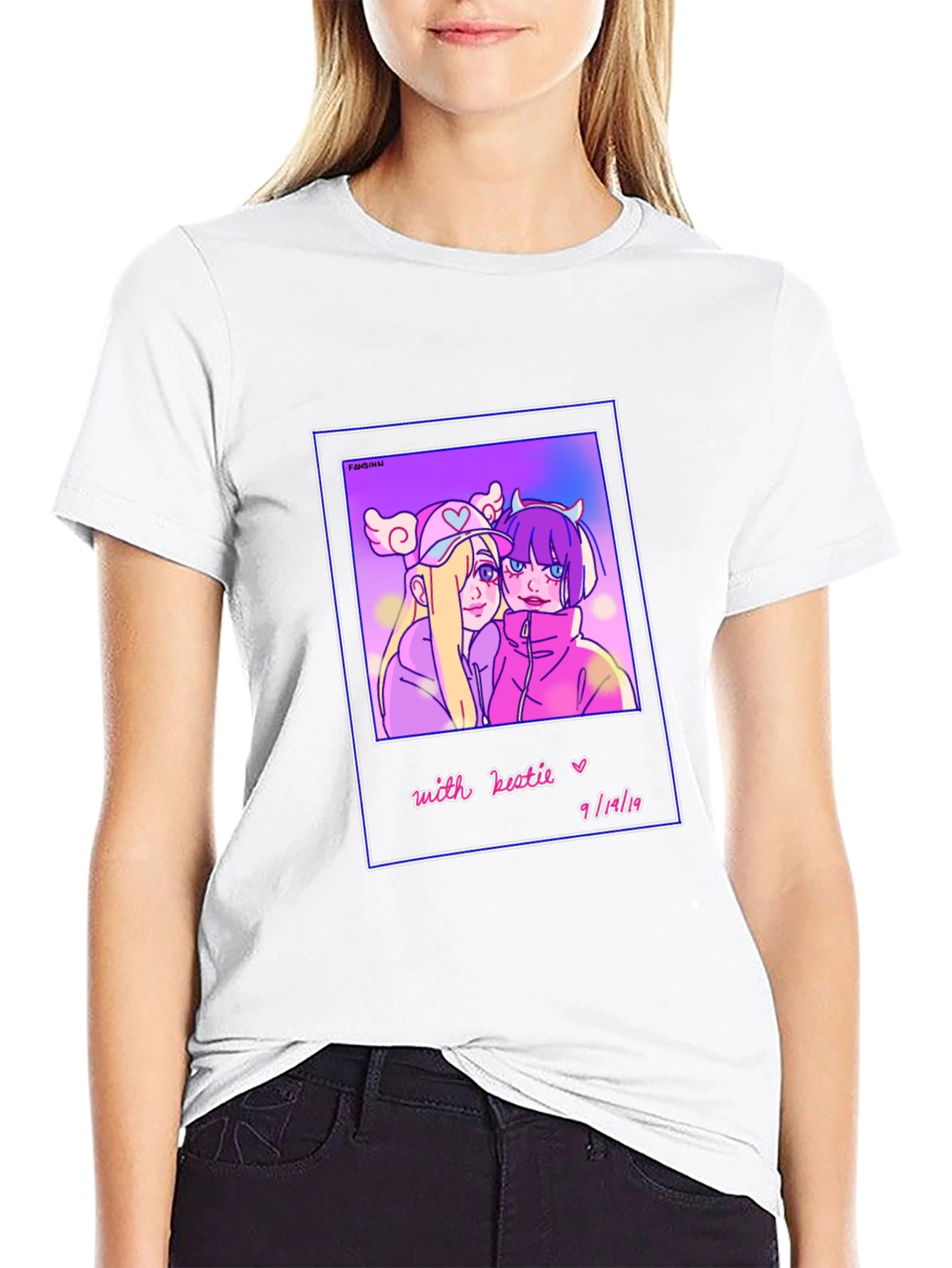 Anime Style Graphic Print Tee - Black