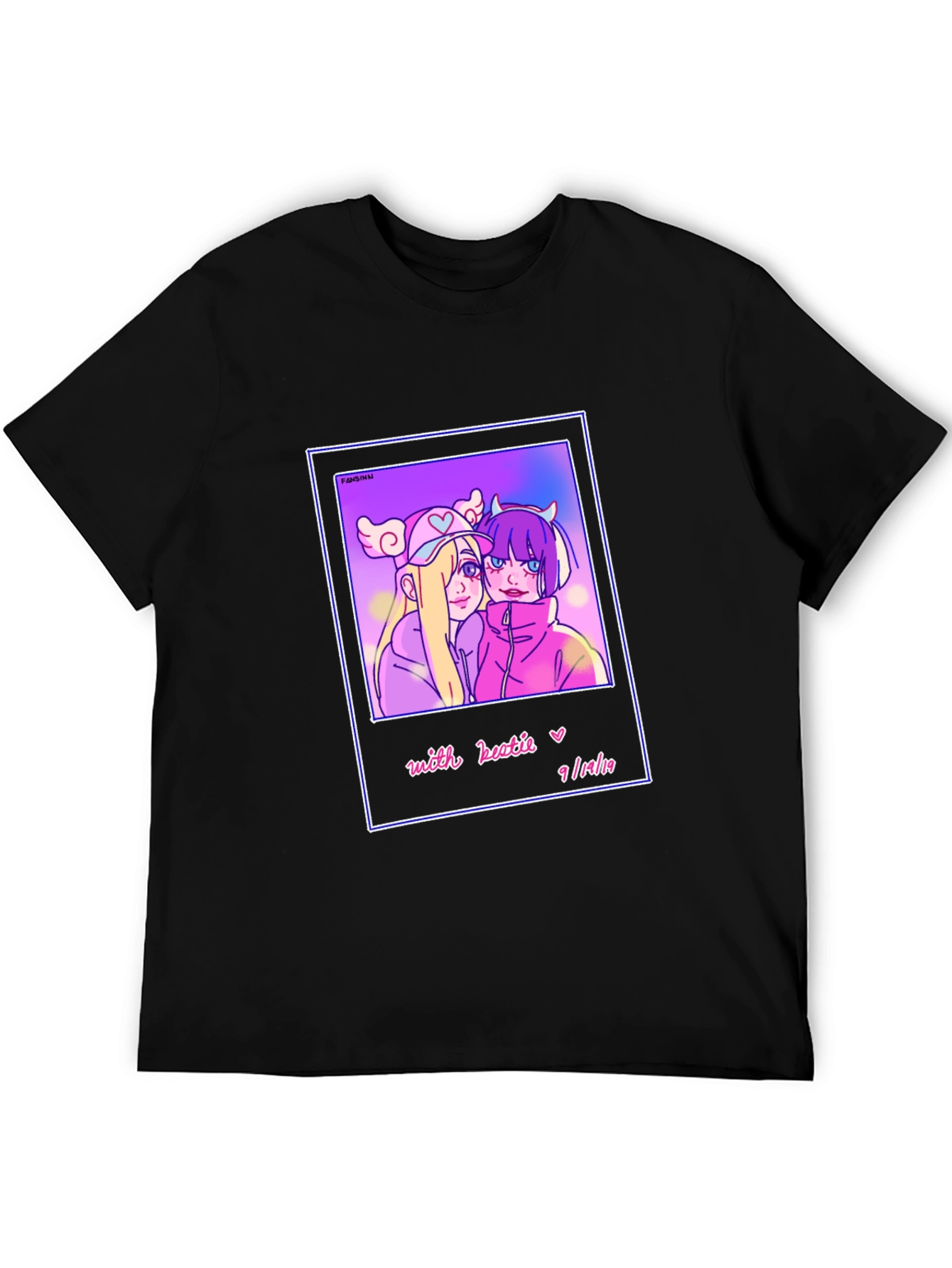 Anime Style Graphic Print Tee - Black