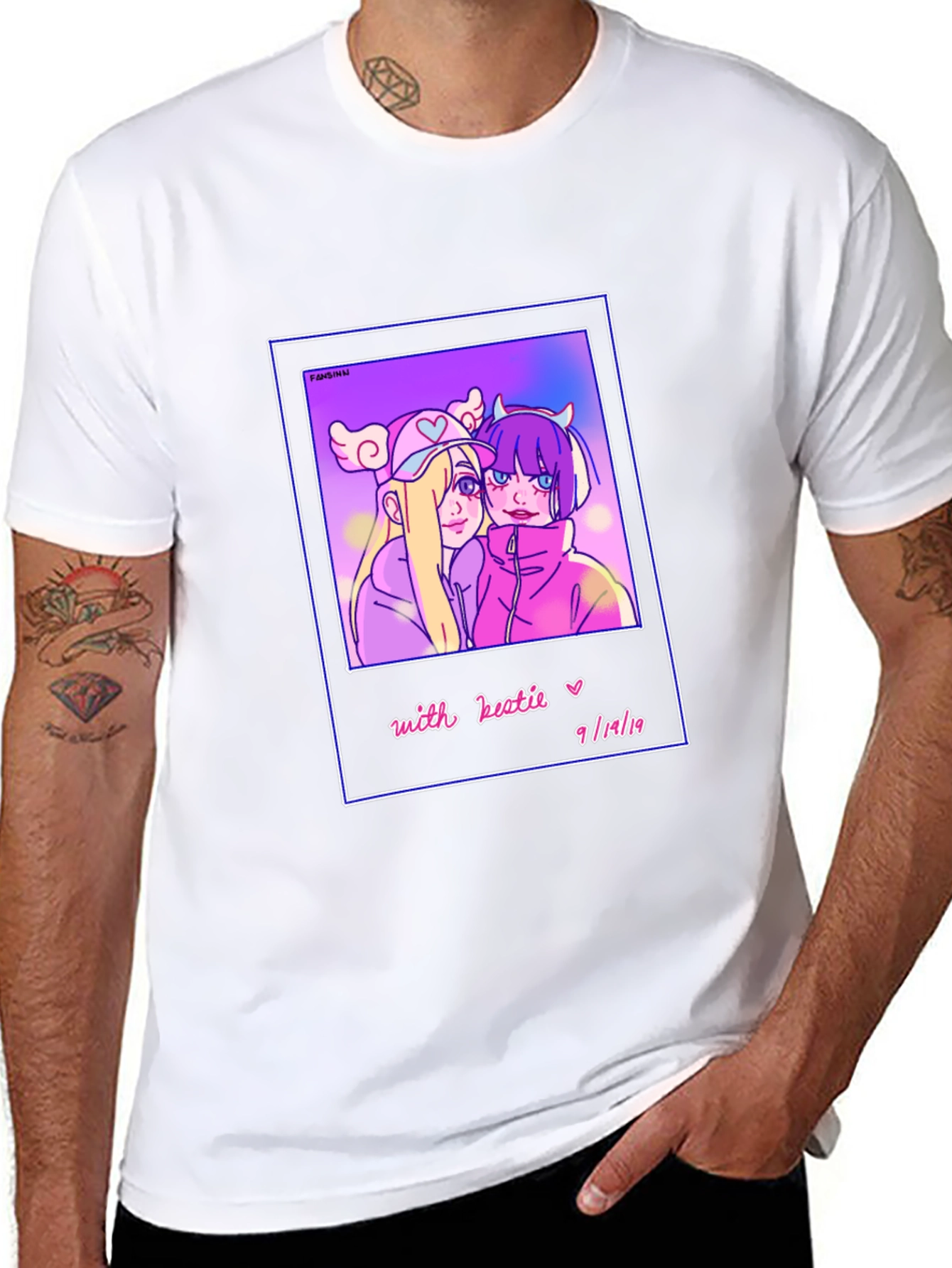 Anime Style Graphic Print Tee - Black