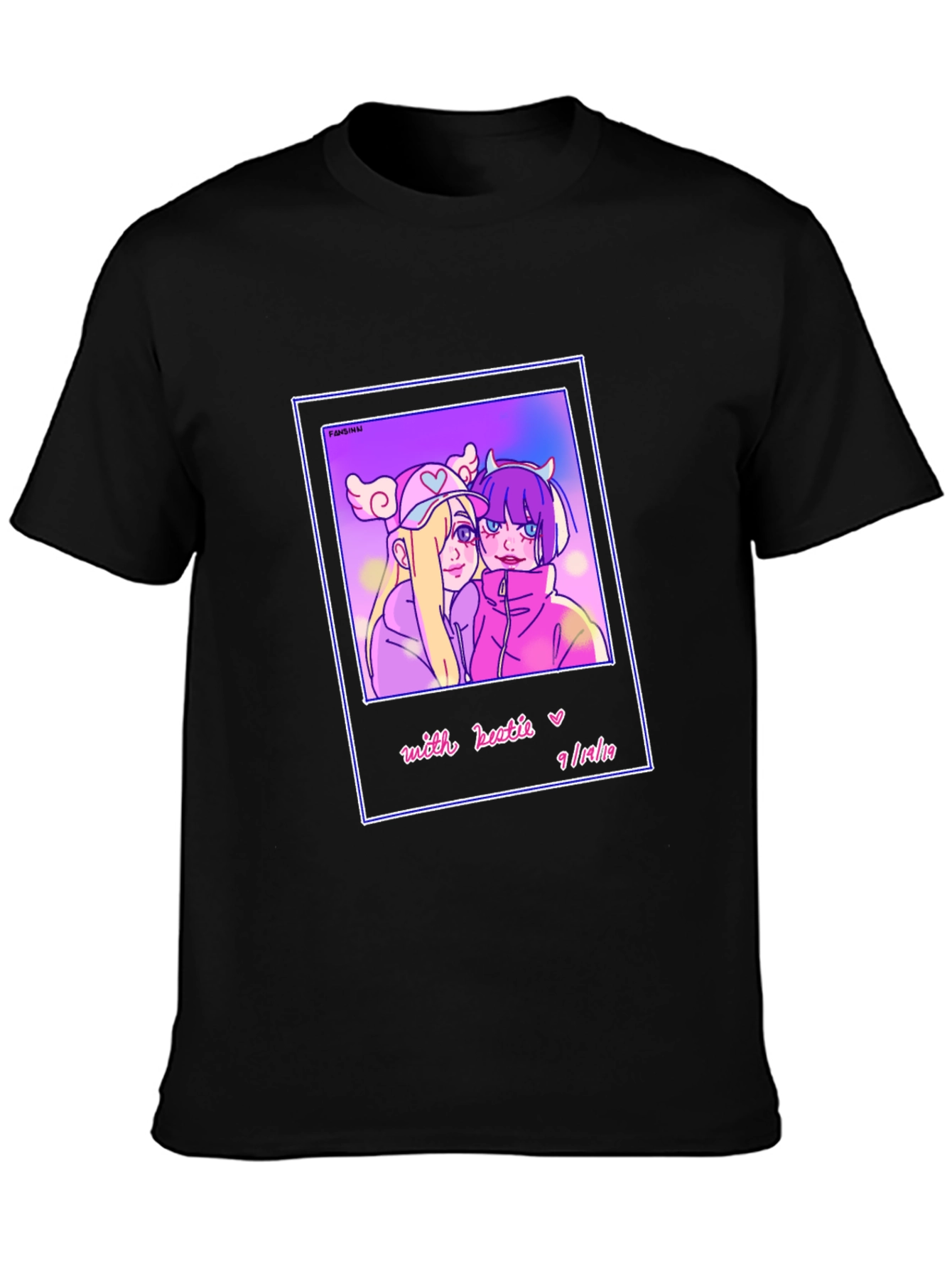 Anime Style Graphic Print Tee - Black
