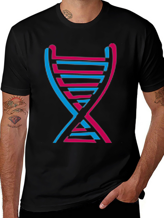 DNA Graphic Print Crew Neck Tee - Modern Style
