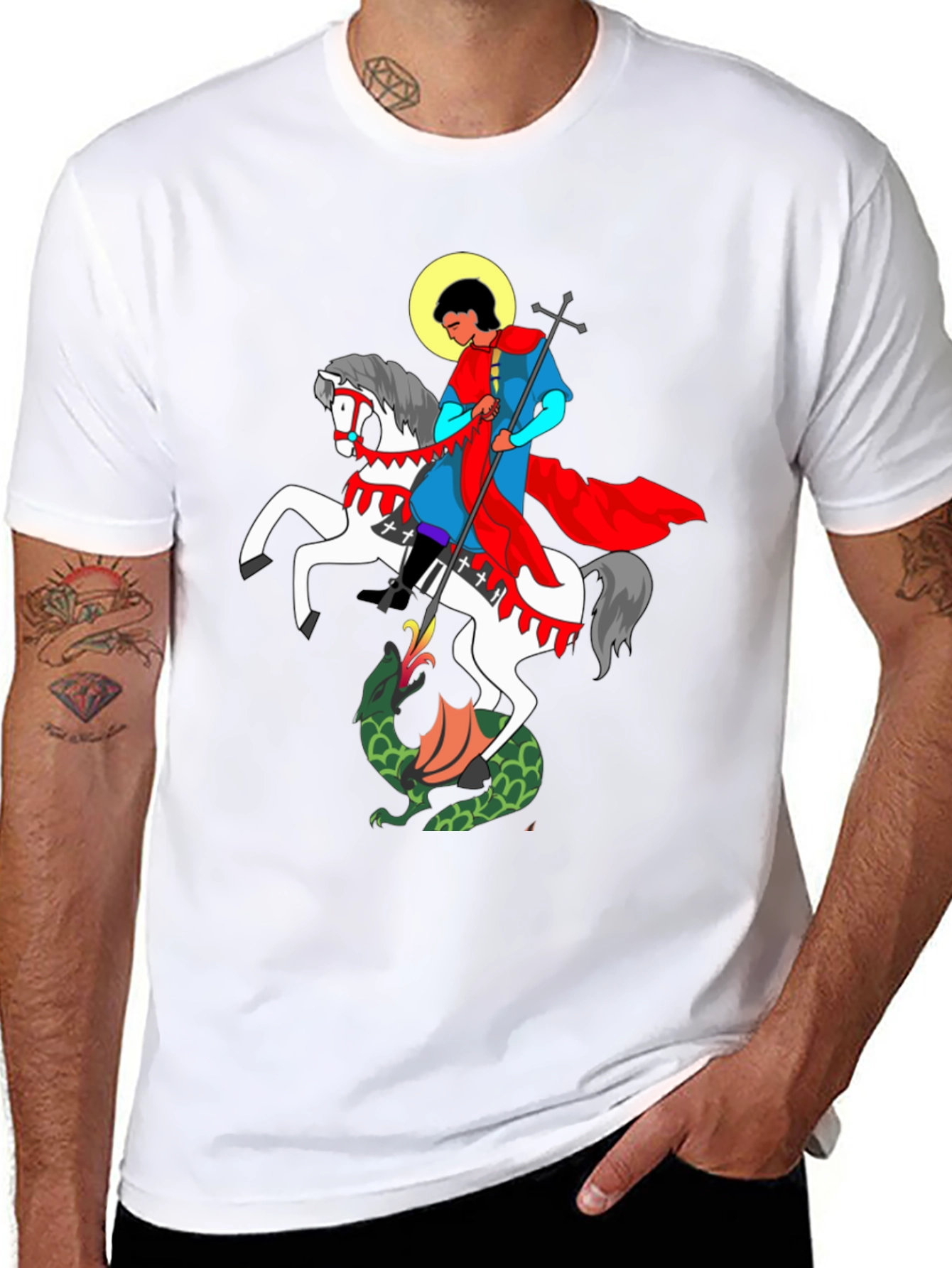 Saint George and The Dragon Black T-Shirt