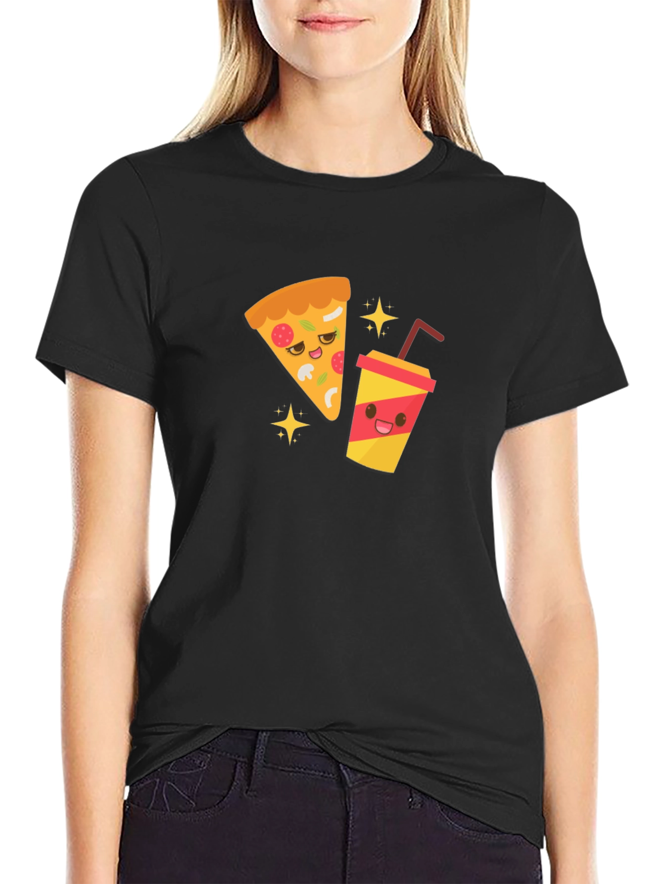 Pizza & Soda Cartoon T-Shirt