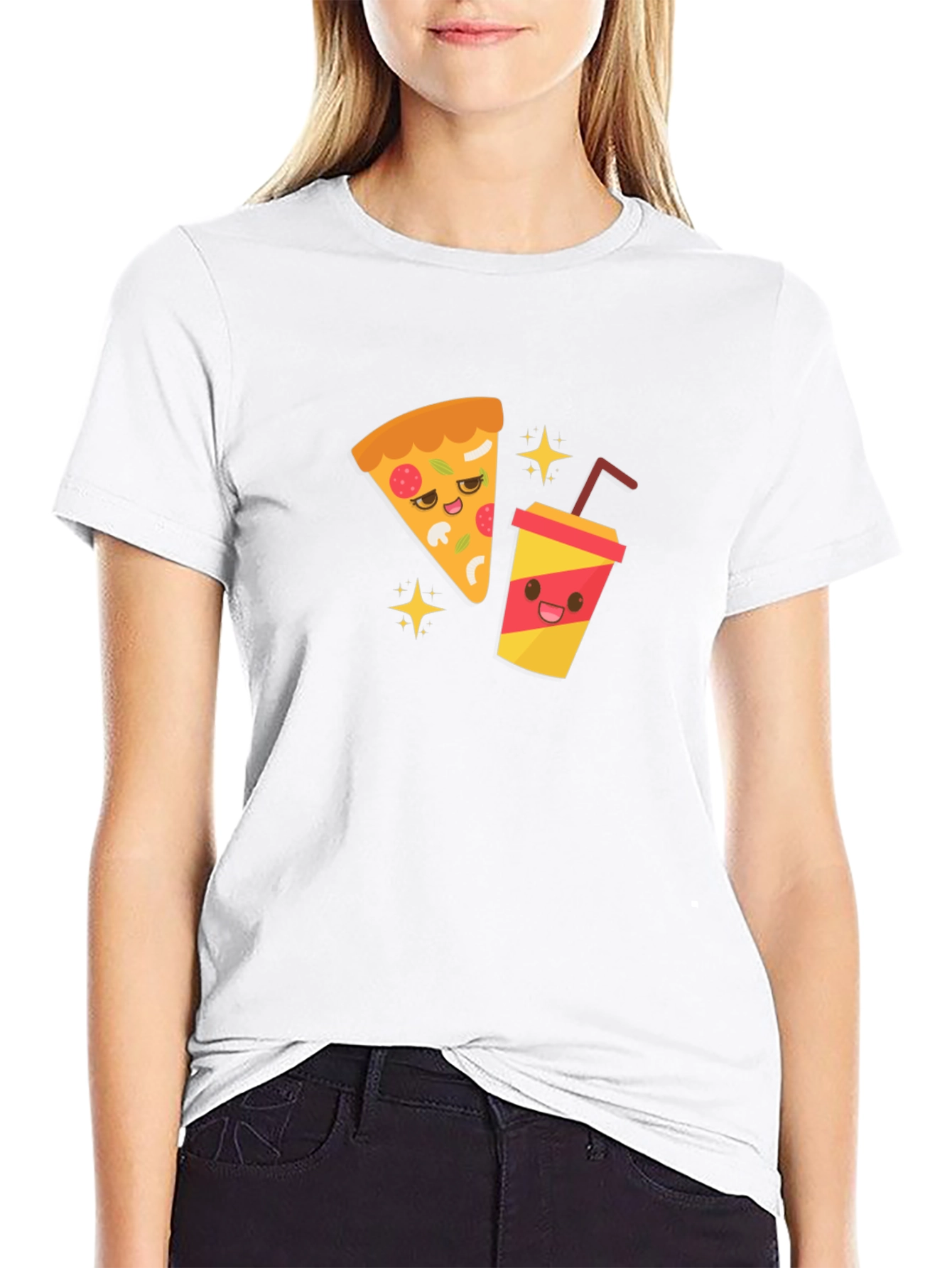 Pizza & Soda Cartoon T-Shirt
