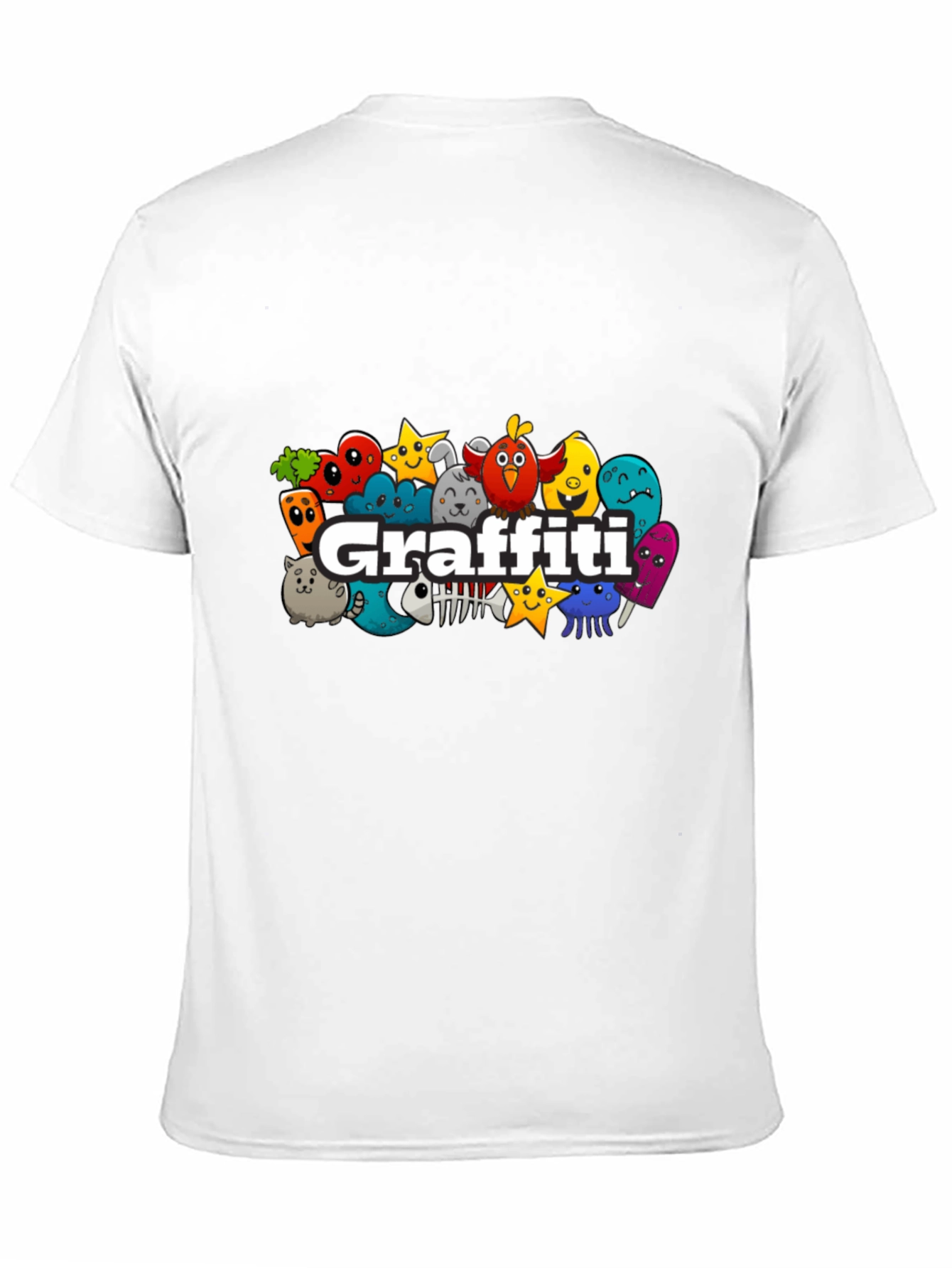 Graffiti Cartoon Creature Black T-Shirt