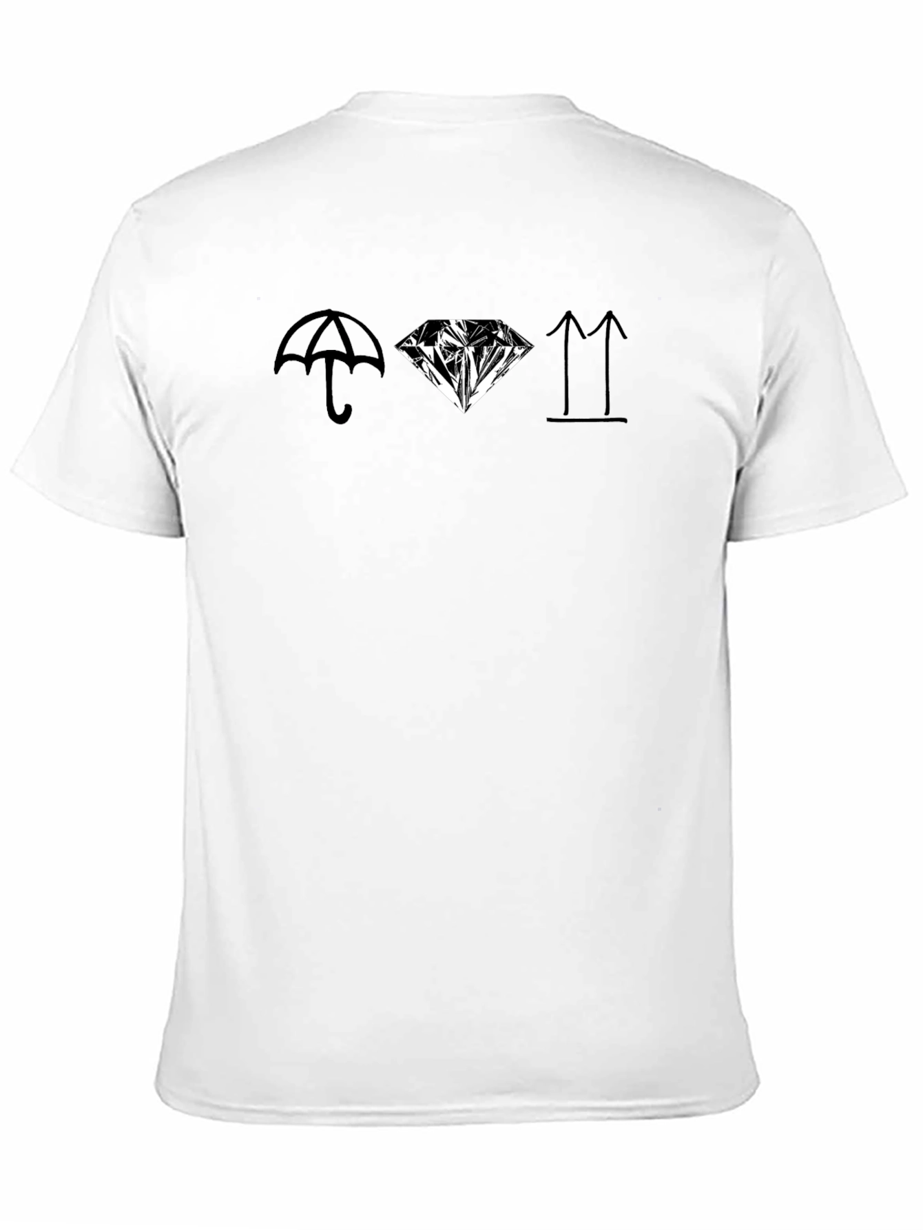 Graphic Print Black T-Shirt - Umbrella Diamond Arrows