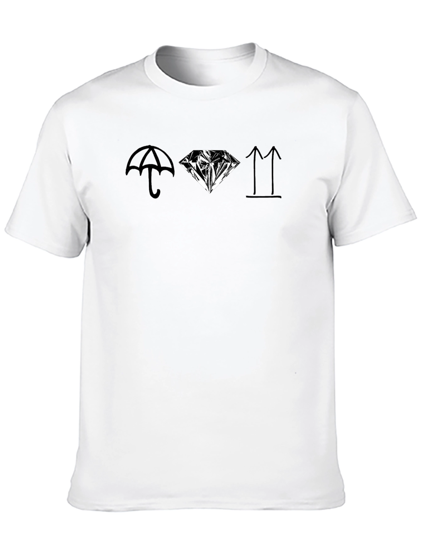 Graphic Print Black T-Shirt - Umbrella Diamond Arrows