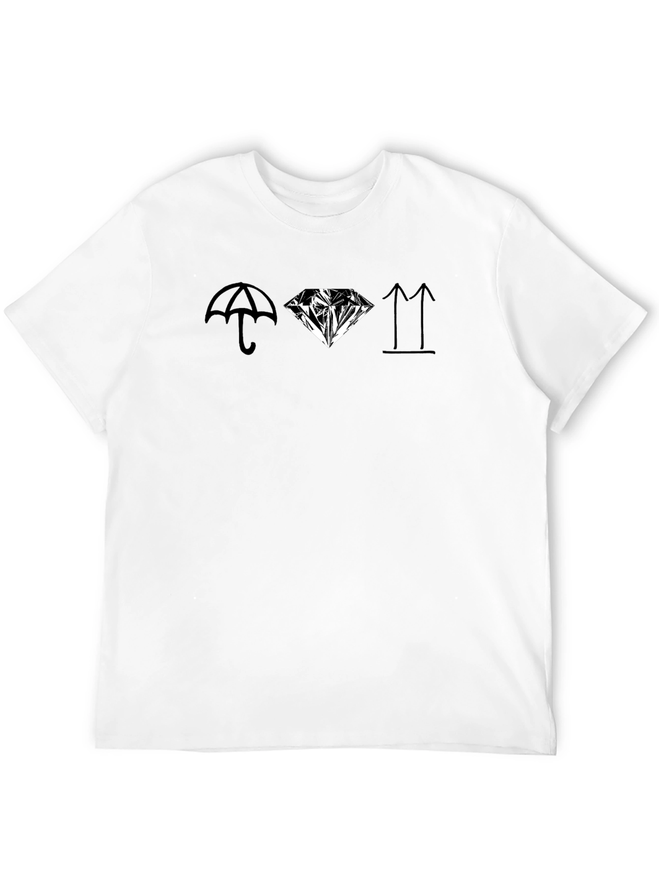 Graphic Print Black T-Shirt - Umbrella Diamond Arrows