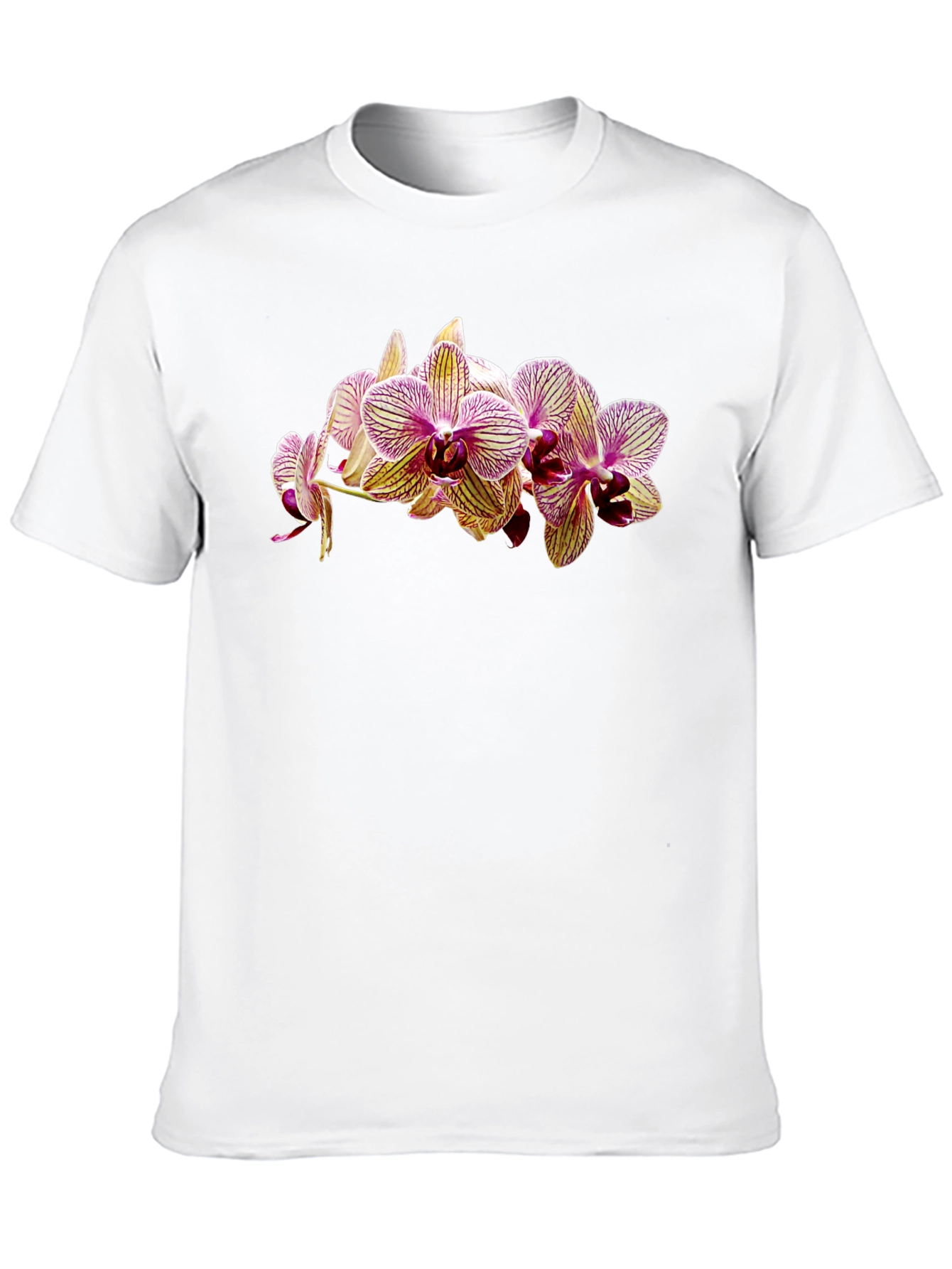 Floral Orchid Print Black T-Shirt