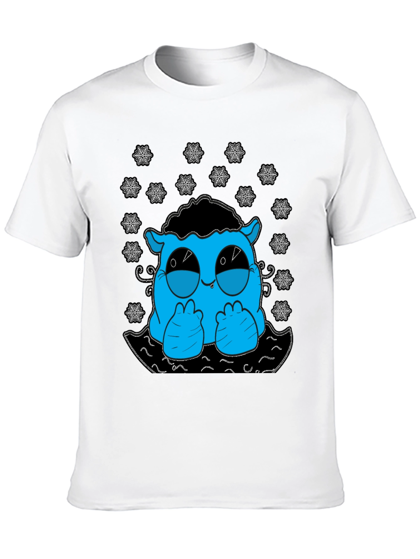 Cute Monster Graphic Tee - Black Cotton T-Shirt