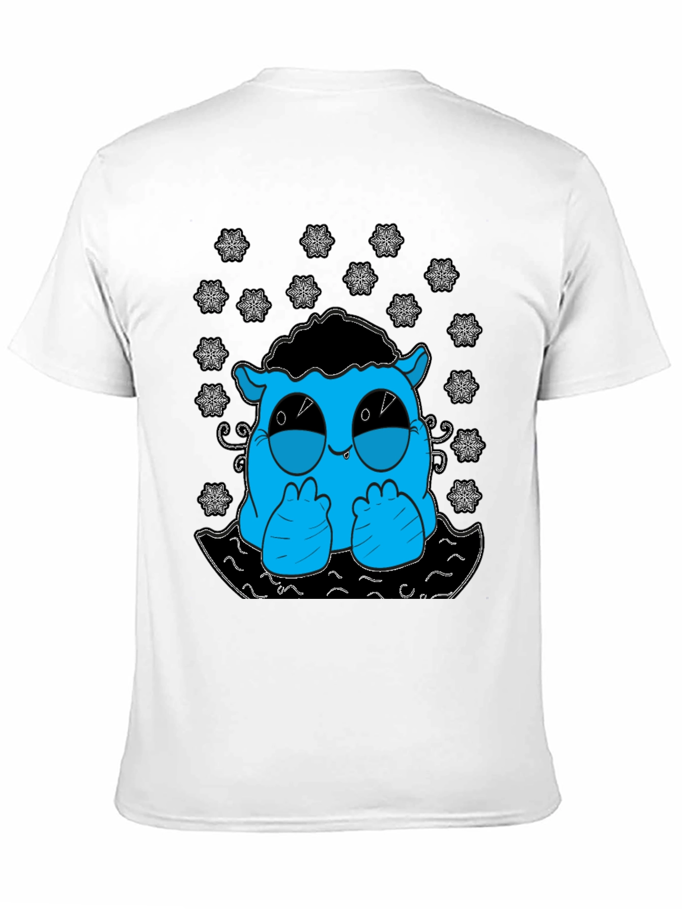 Cute Monster Graphic Tee - Black Cotton T-Shirt