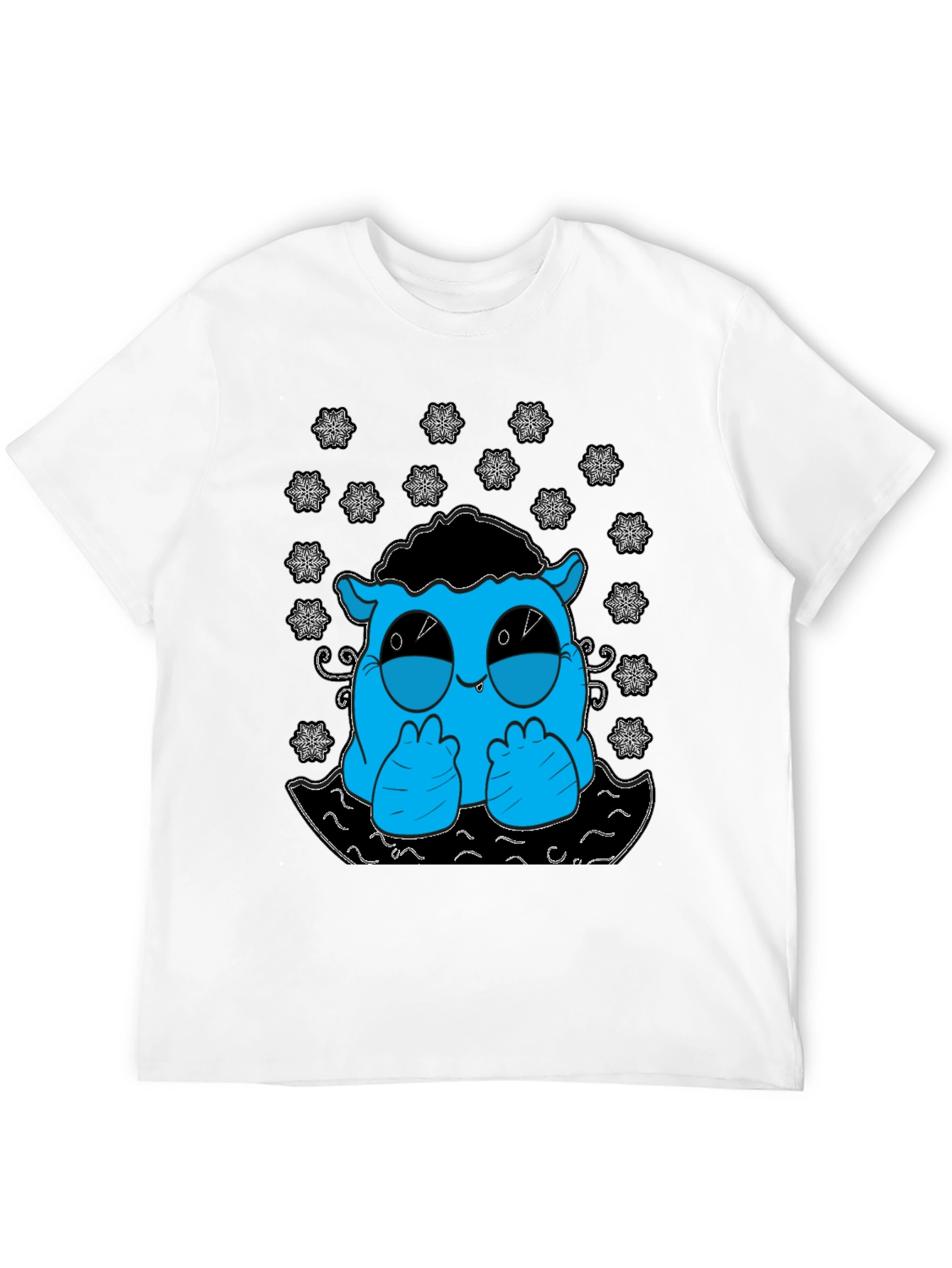 Cute Monster Graphic Tee - Black Cotton T-Shirt