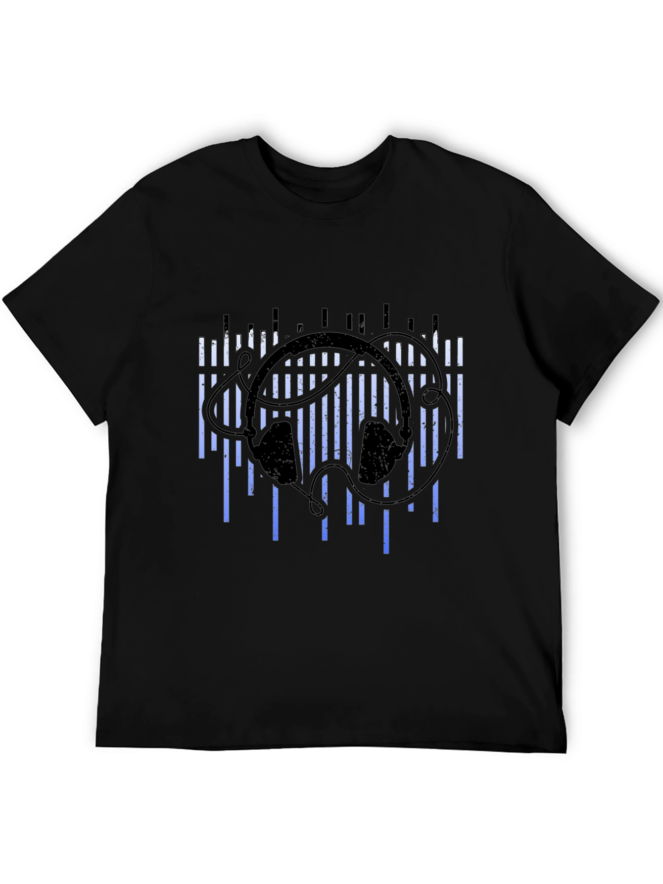 Stylish Black Headphones Music T-Shirt