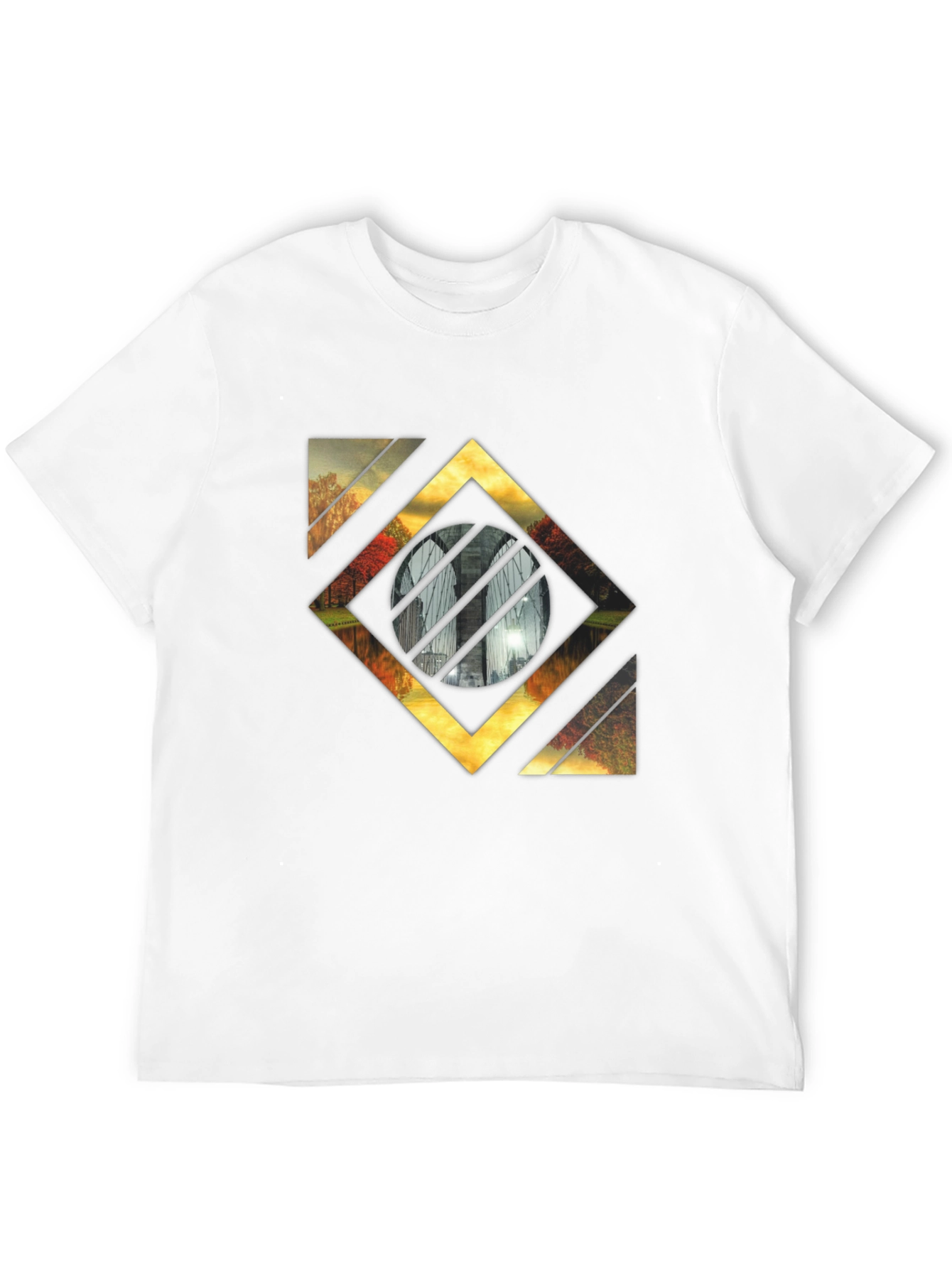 Abstract Landscape Graphic Tee - Stylish Mens Black T-Shirt