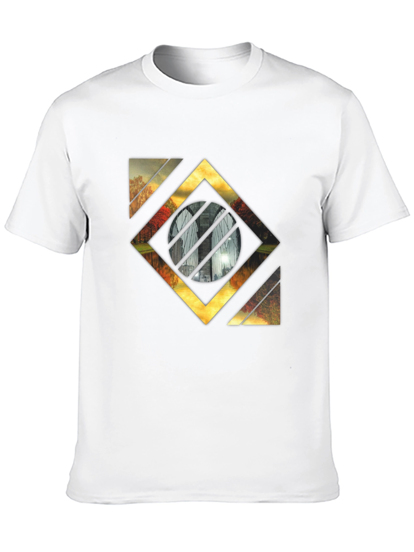 Abstract Landscape Graphic Tee - Stylish Mens Black T-Shirt