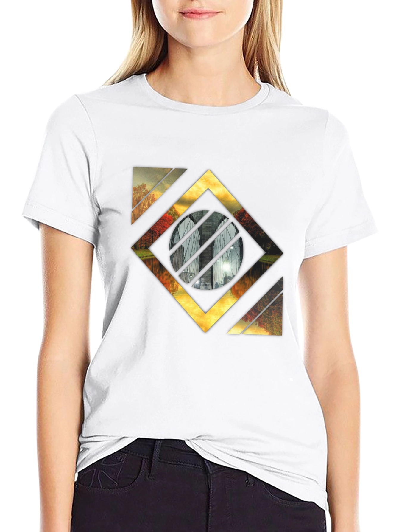 Abstract Landscape Graphic Tee - Stylish Mens Black T-Shirt