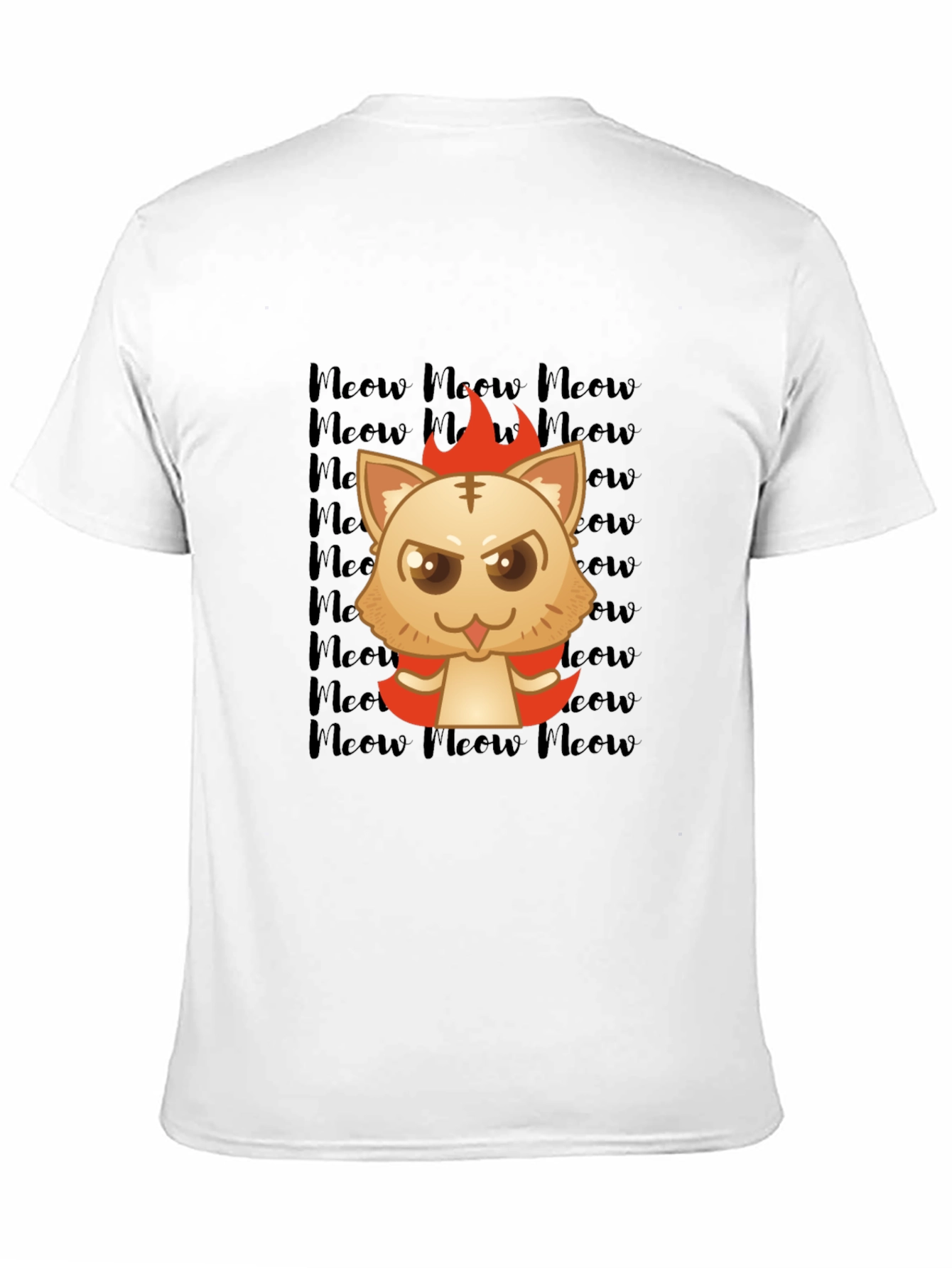 Fiery Meow Cat T-Shirt -  Cartoon Style