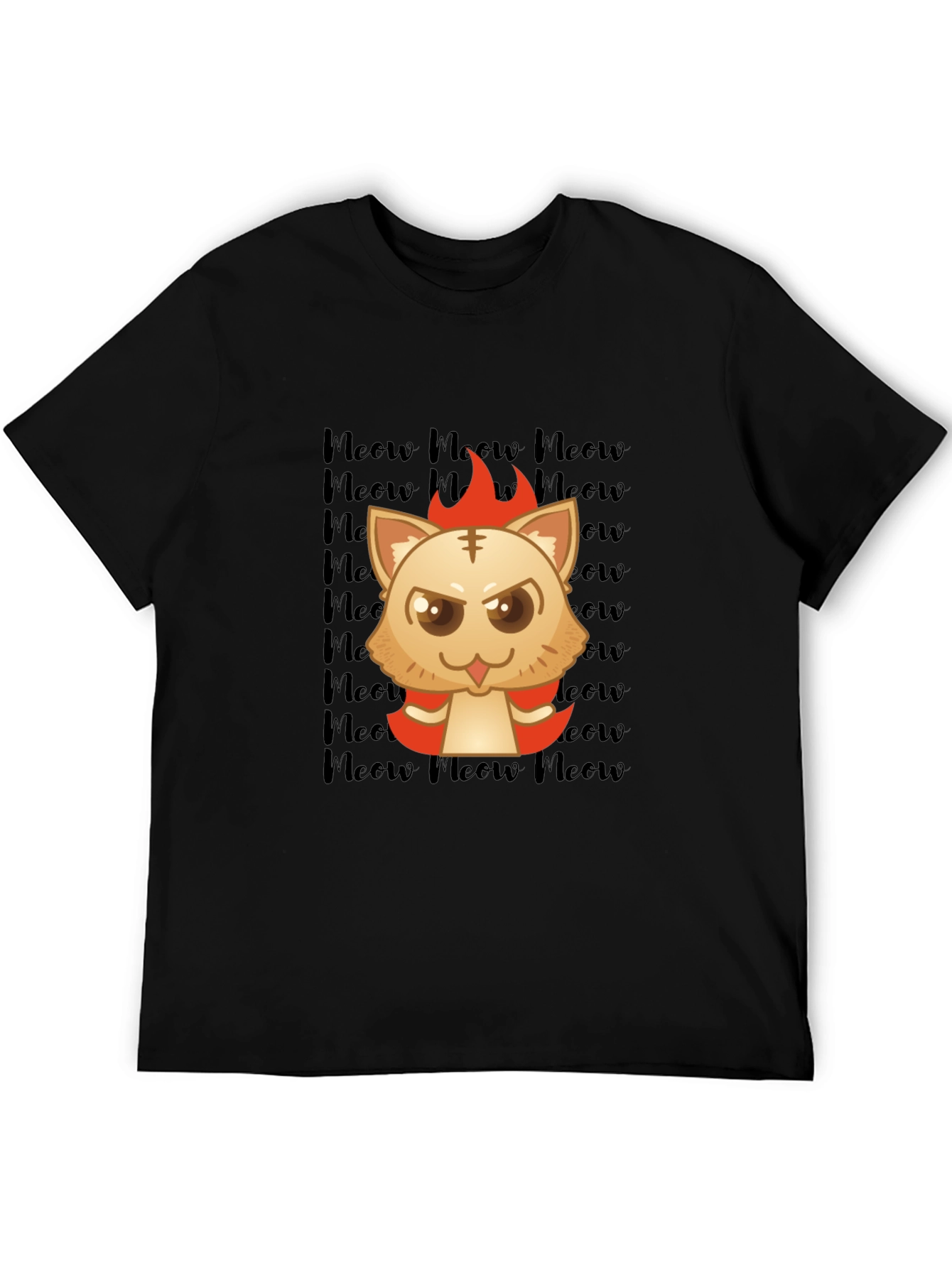 Fiery Meow Cat T-Shirt -  Cartoon Style