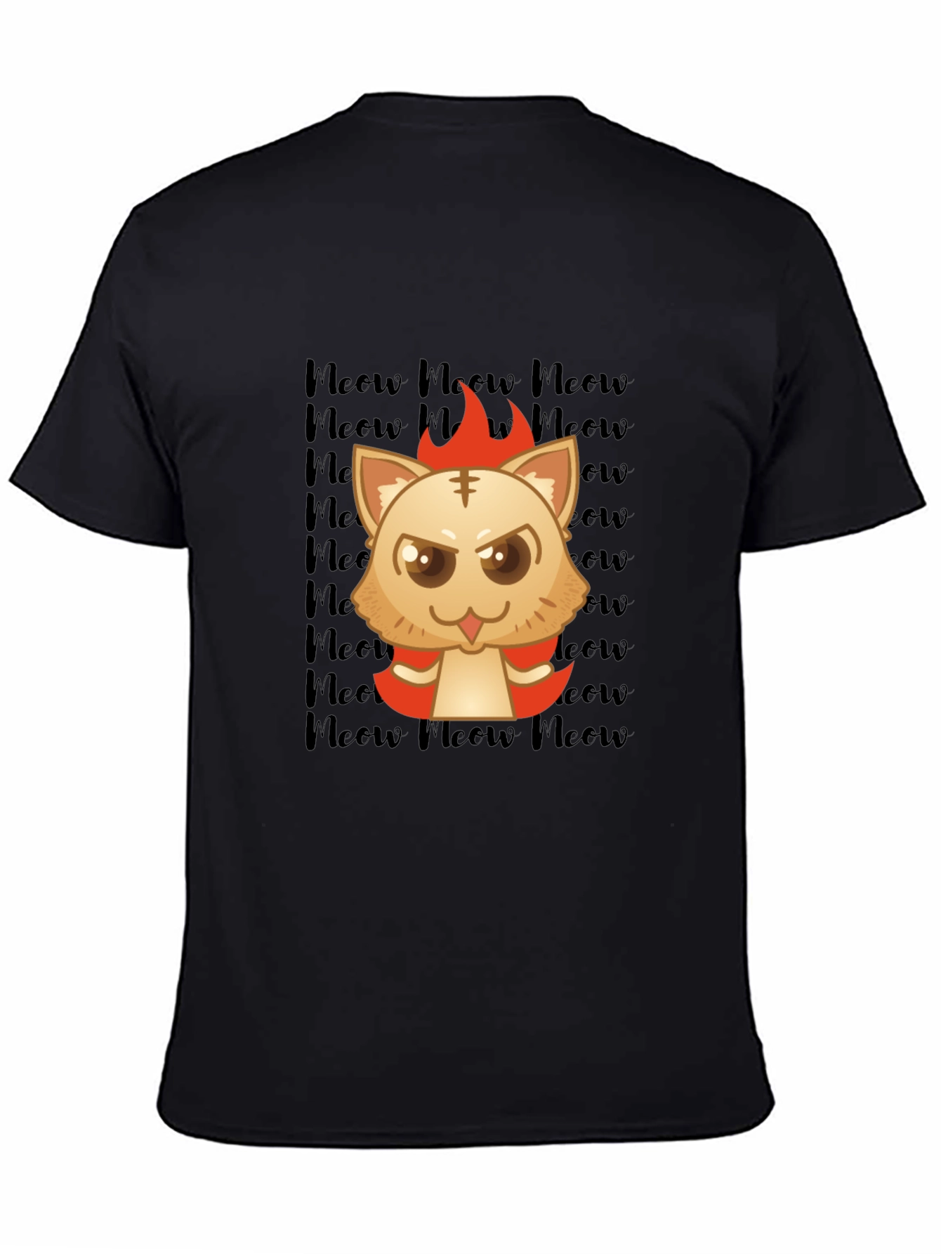 Fiery Meow Cat T-Shirt -  Cartoon Style