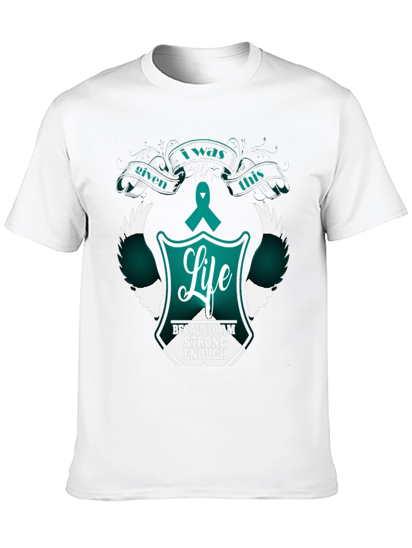 Strong Enough Life T-Shirt Teal Ribbon