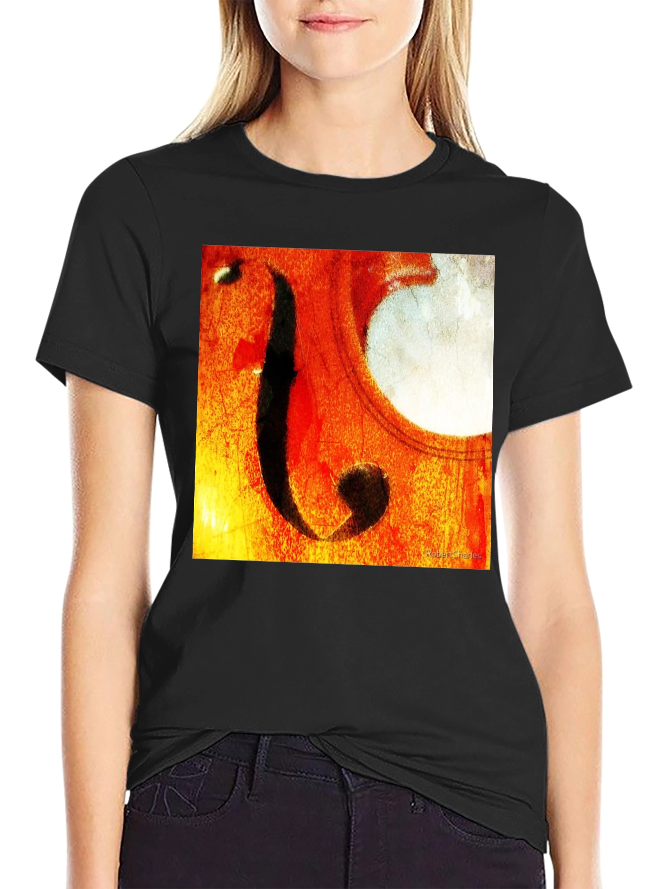 Abstract Cello F-Hole Graphic T-Shirt