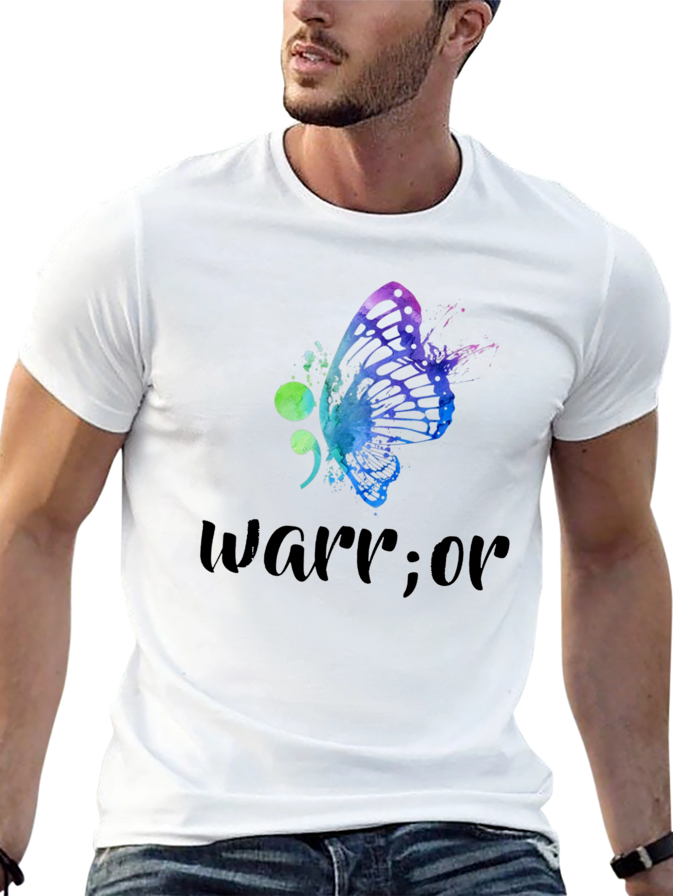 Warrior Sem-Colon Butterfly Graphic T-Shirt