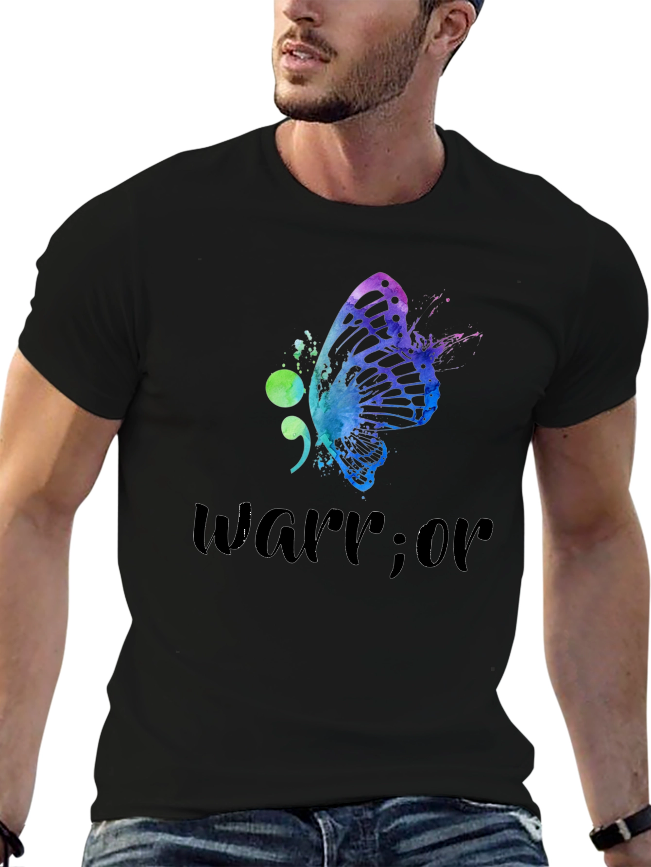 Warrior Sem-Colon Butterfly Graphic T-Shirt