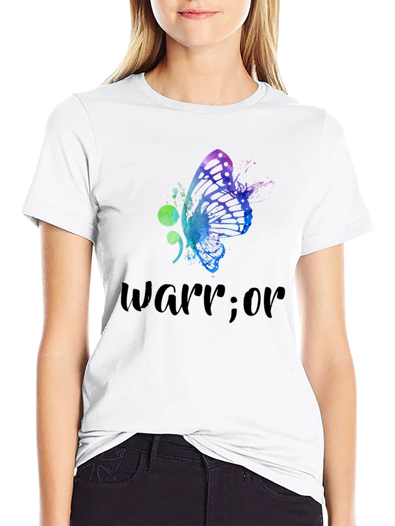 Warrior Sem-Colon Butterfly Graphic T-Shirt