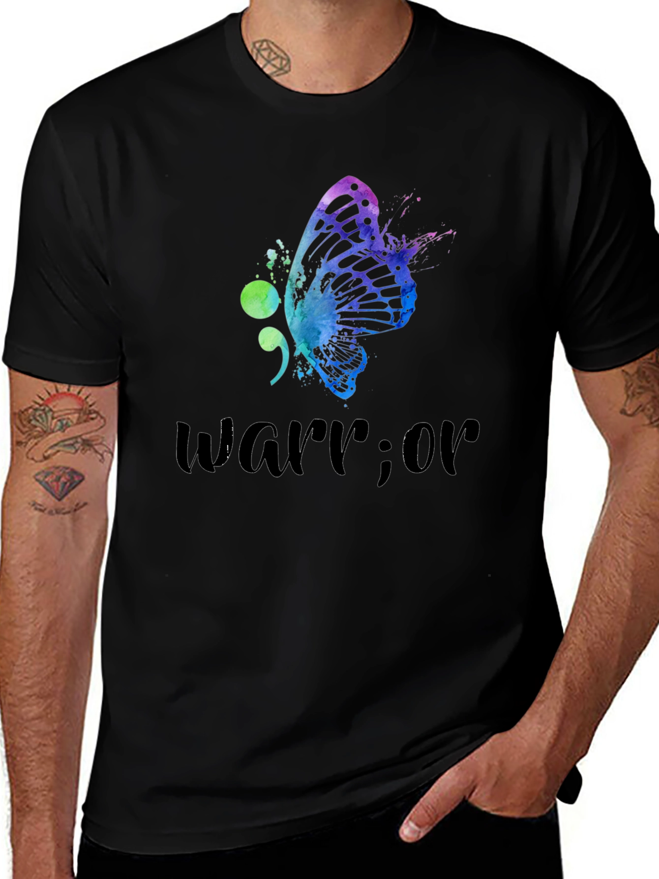Warrior Sem-Colon Butterfly Graphic T-Shirt