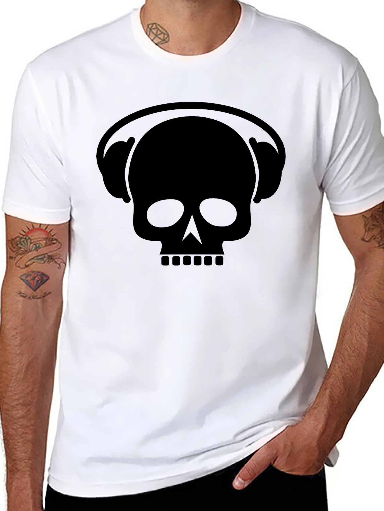 Skull Headphone Graphic T-Shirt