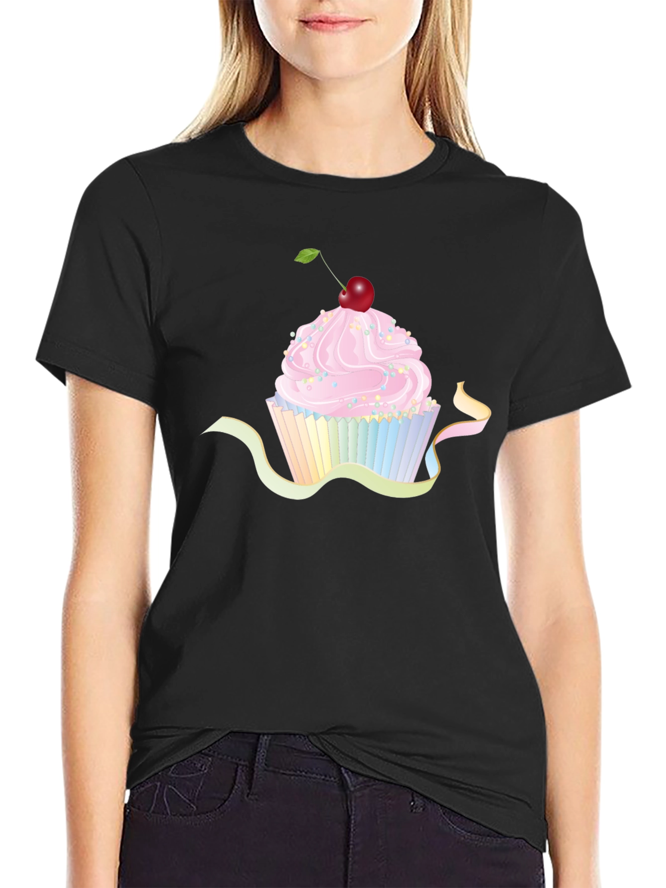 Cupcake Graphic Black T-Shirt