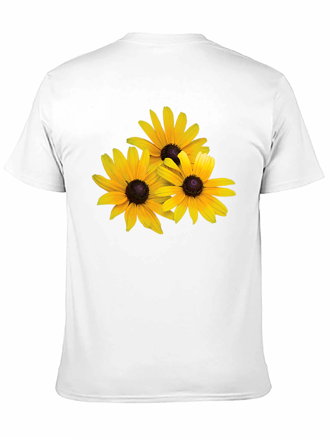 Black T-Shirt with Yellow Daisy Floral Design