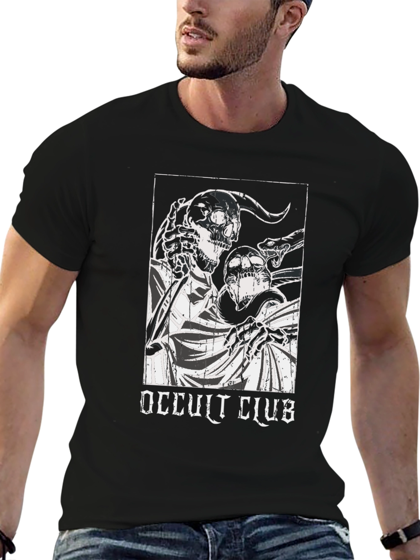 Occult Club Graphic Tee - Gothic Skull T-Shirt