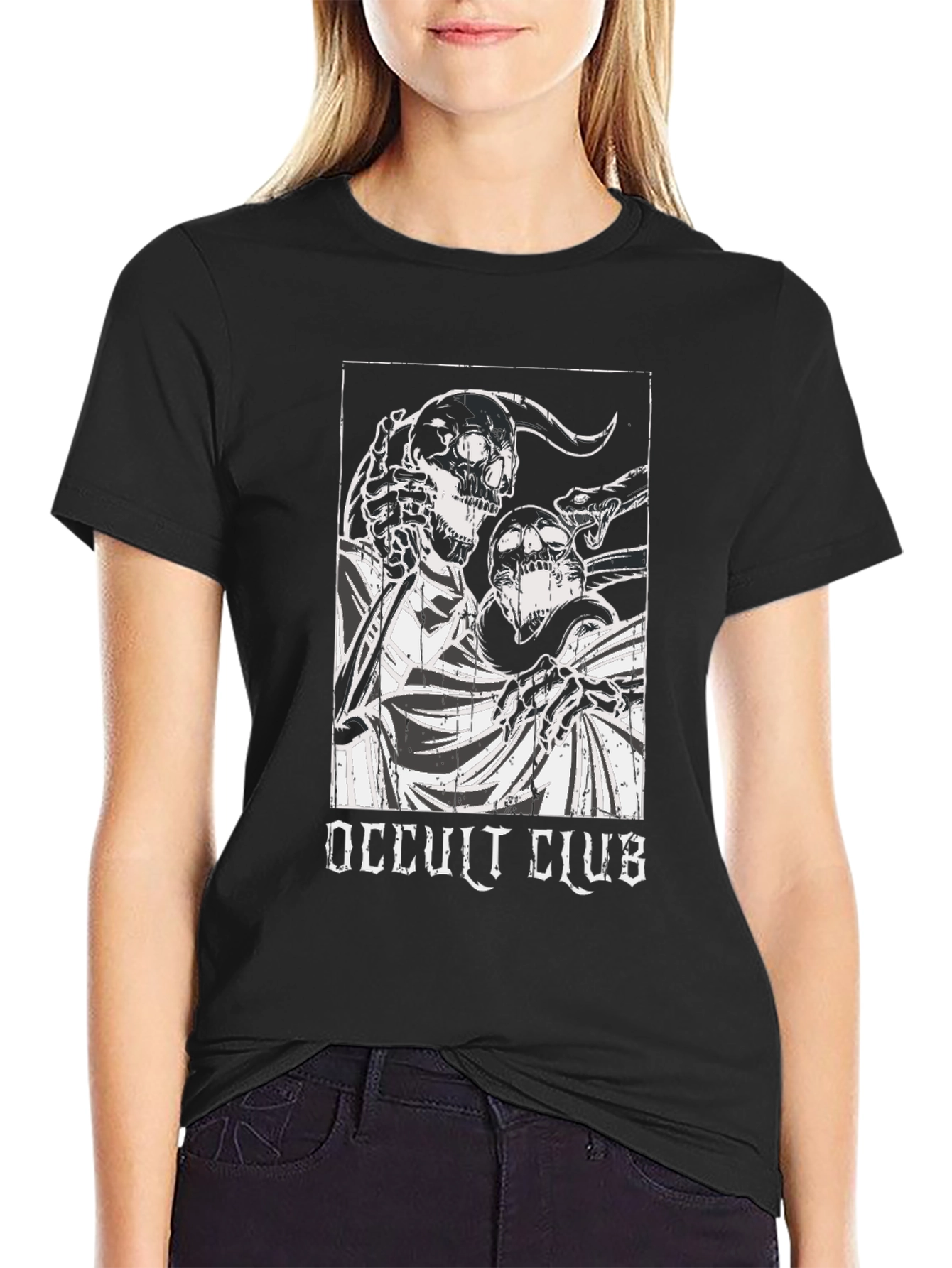 Occult Club Graphic Tee - Gothic Skull T-Shirt