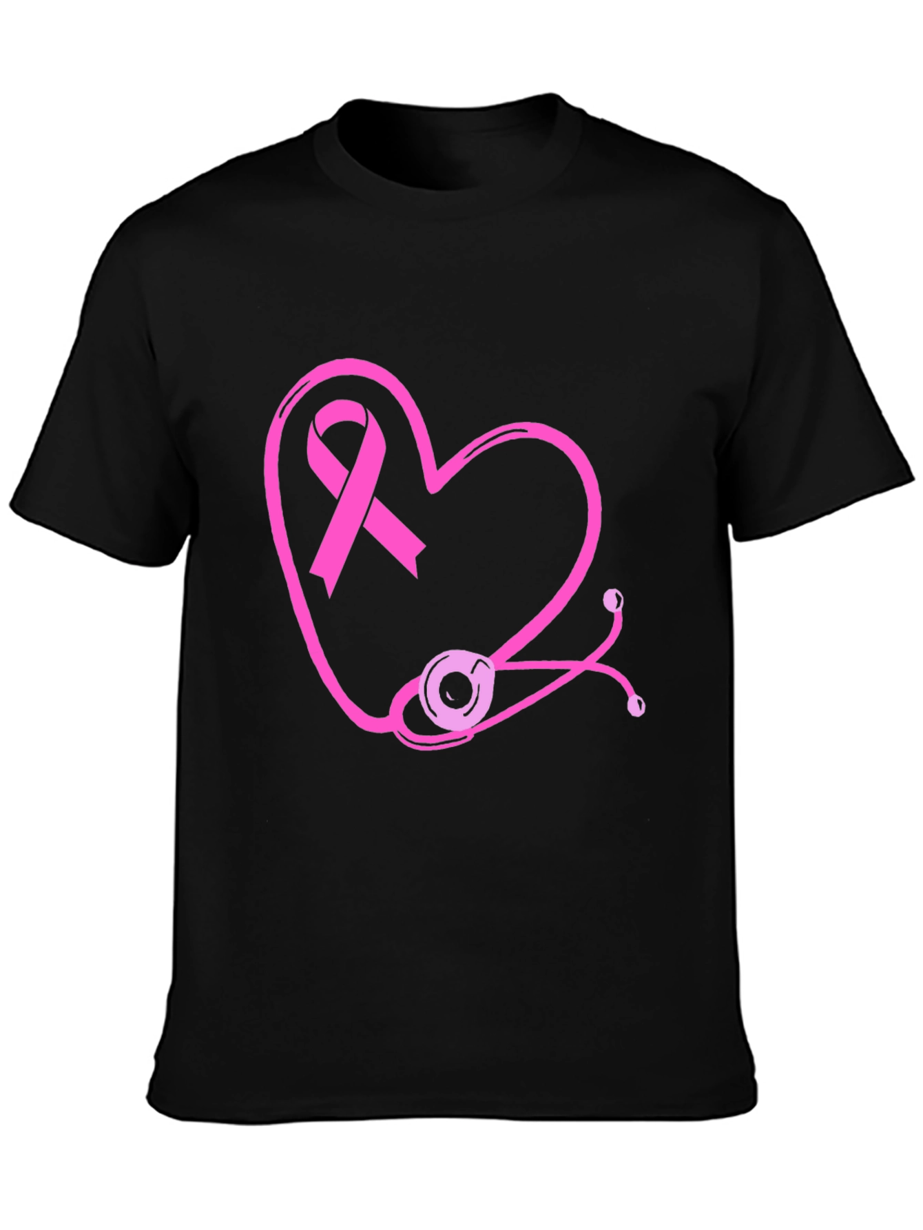 Breast Cancer Awareness Heart Stethoscope T-Shirt