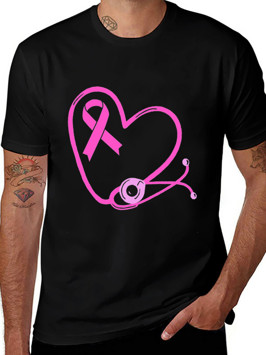 Breast Cancer Awareness Heart Stethoscope T-Shirt