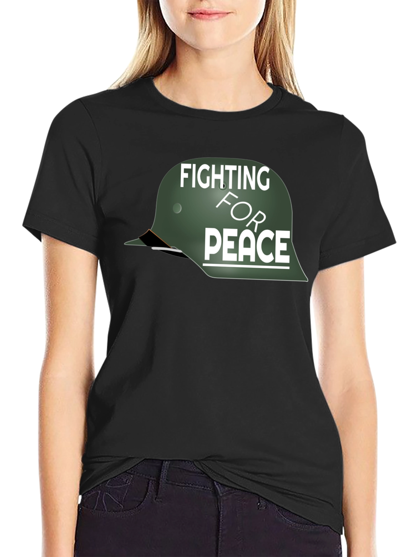 Fighting For Peace Helmet Graphic T-Shirt